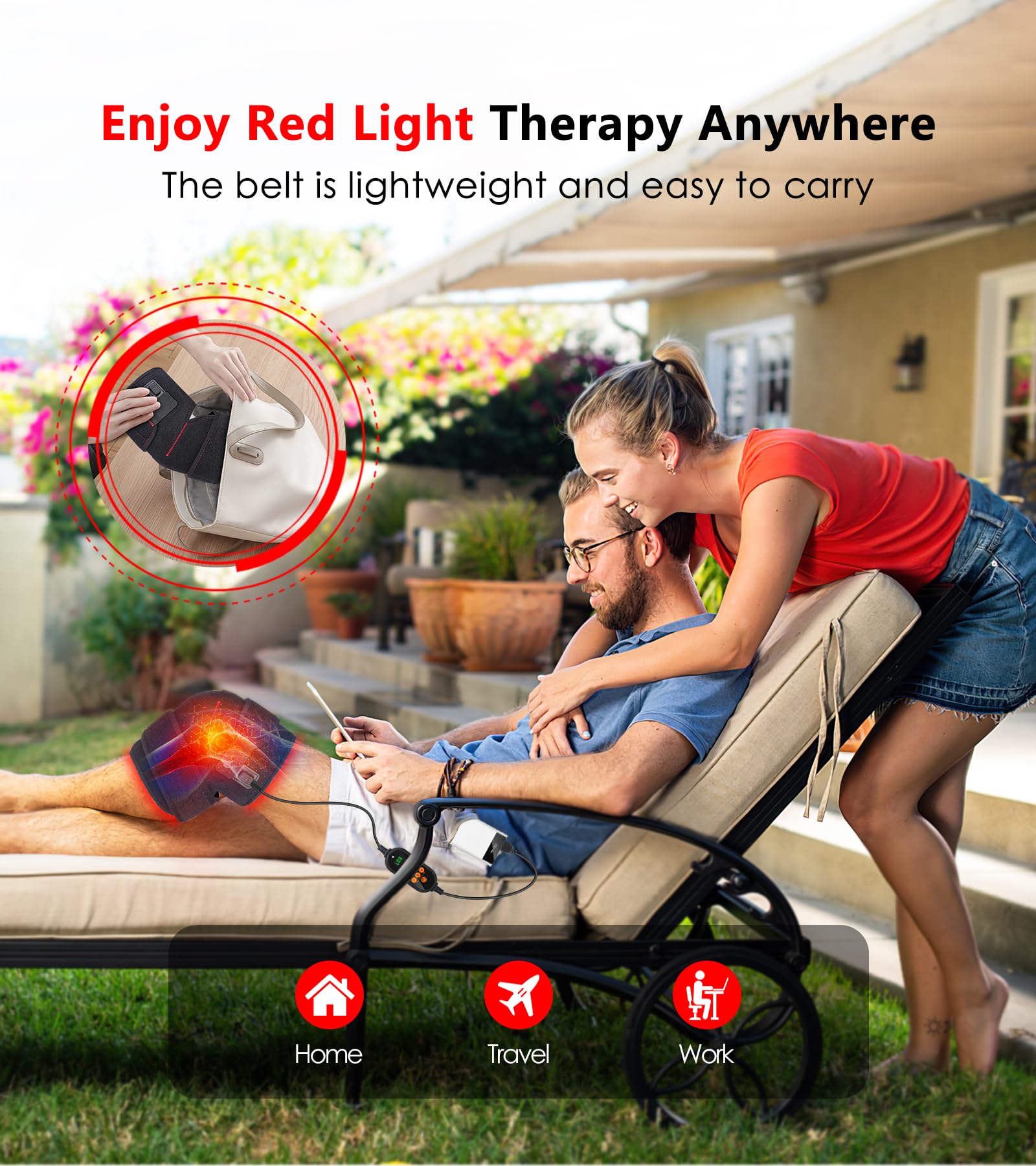 Red Light Therapy for Knee, Infrared Red Light Therapy Device Wrap Belt with 660nm Red Light - AB Mystery