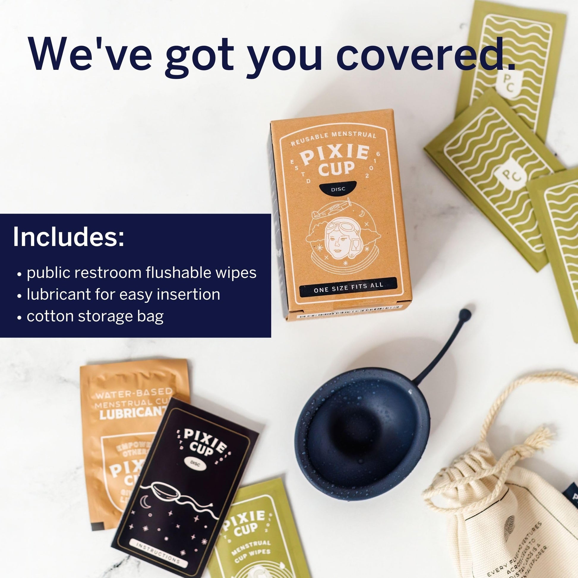 Pixie Soft Menstrual Disc - Ranked 1 for Most Soft Reusable Period Disc - Removable Stem - AB Mystery