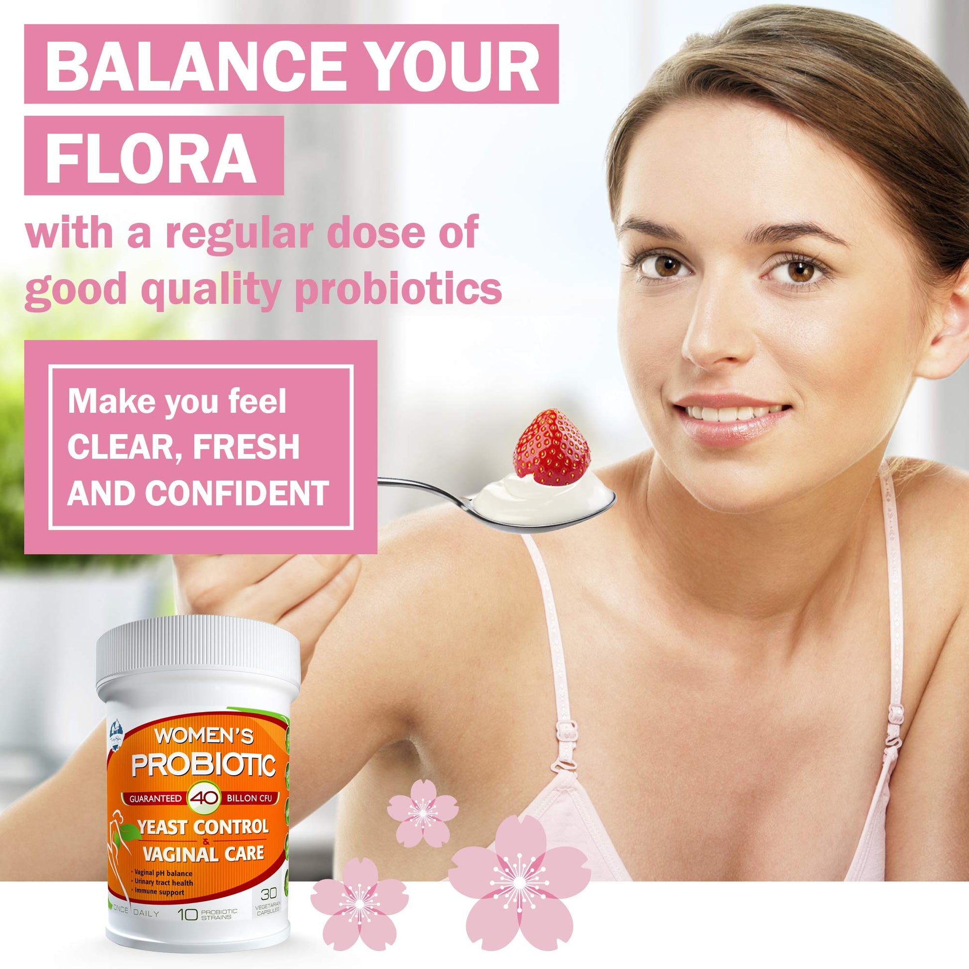 TAIGASEA Probiotics for Women, 40 Billion CFU, 10 Strains for Yeast Control, Vaginal and Urinary Tract Health - AB Mystery