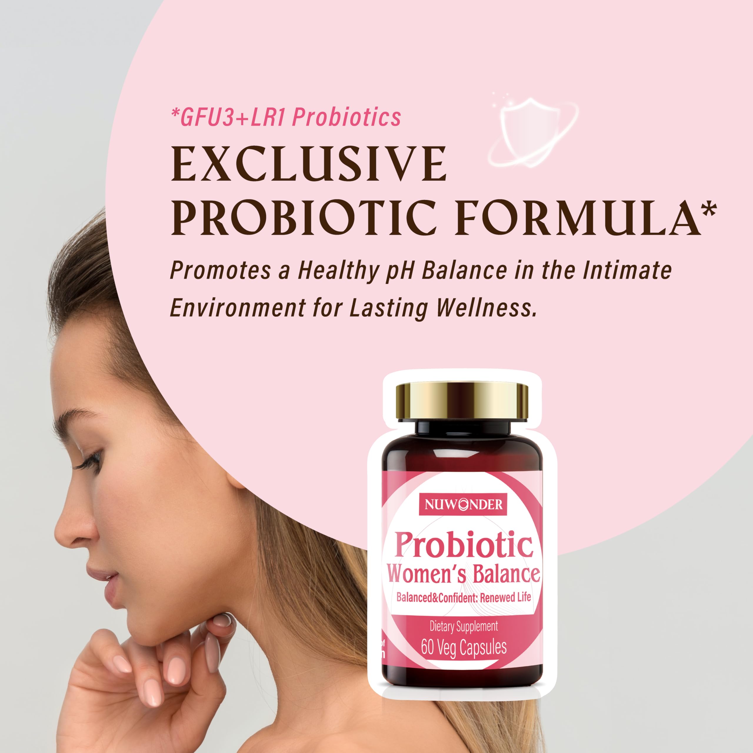 NUWONDER Women's probiotic - Natural Vaginal Support Supplement, Balanced & Confident - AB Mystery
