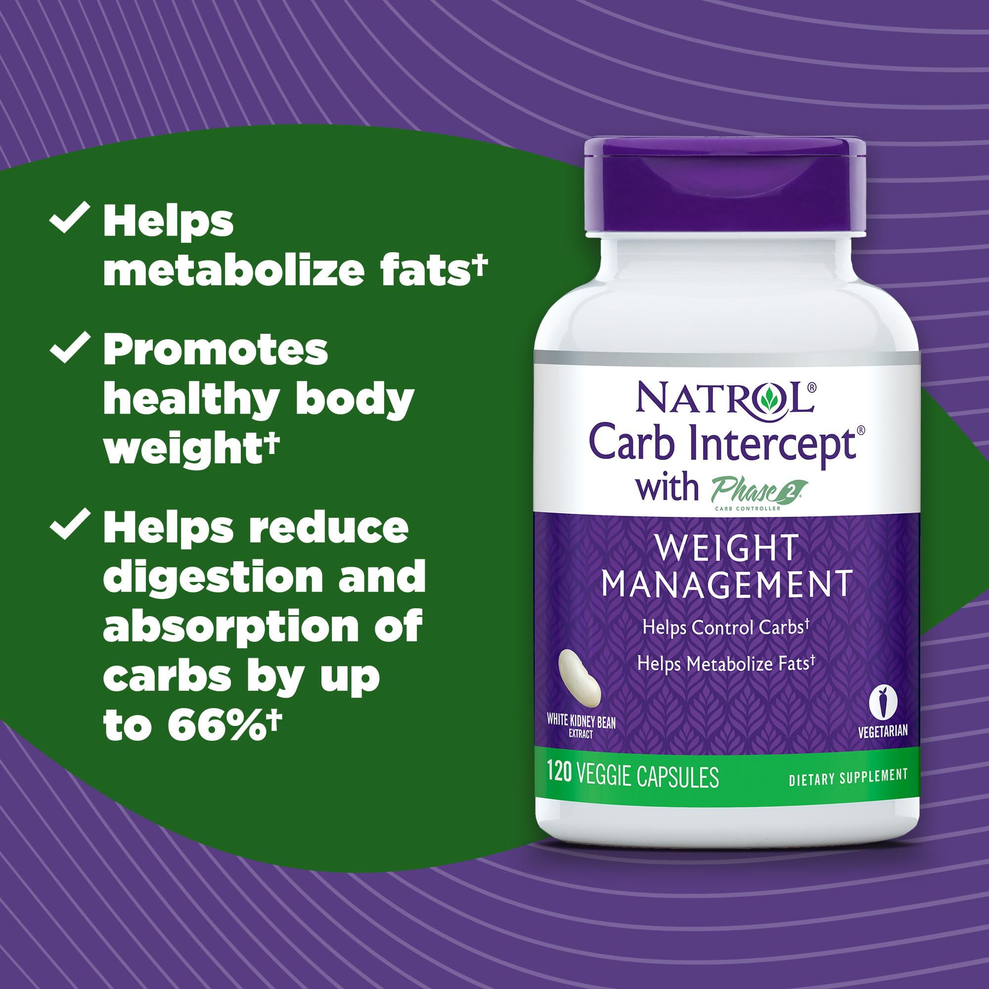 Natrol Carb Intercept Capsules with White Kidney Bean Extract - Controls Carbs, Metabolize - AB Mystery