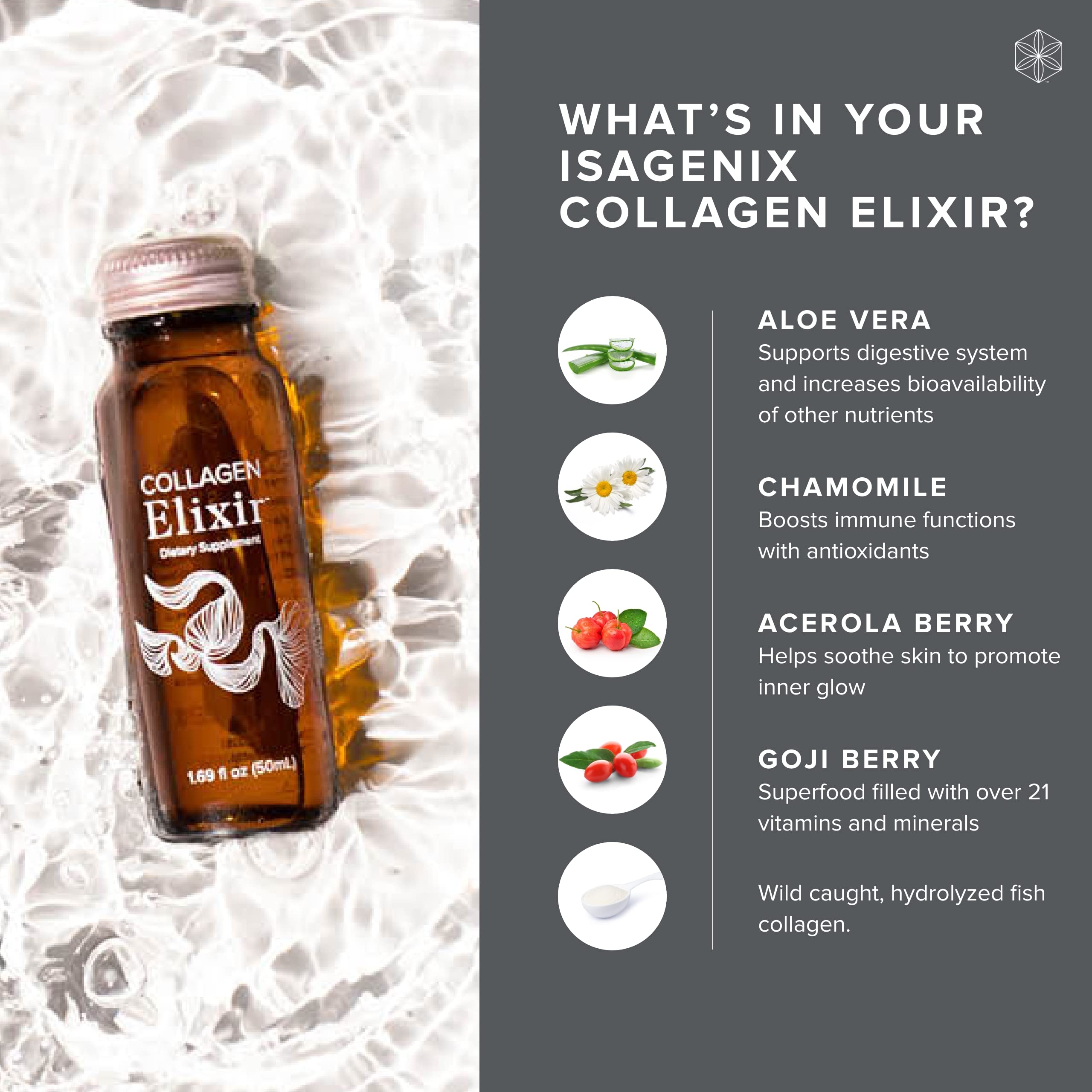 Isagenix Collagen Elixir - Collagen Drink with Marine Collagen Peptides - Liquid Collagen - AB Mystery