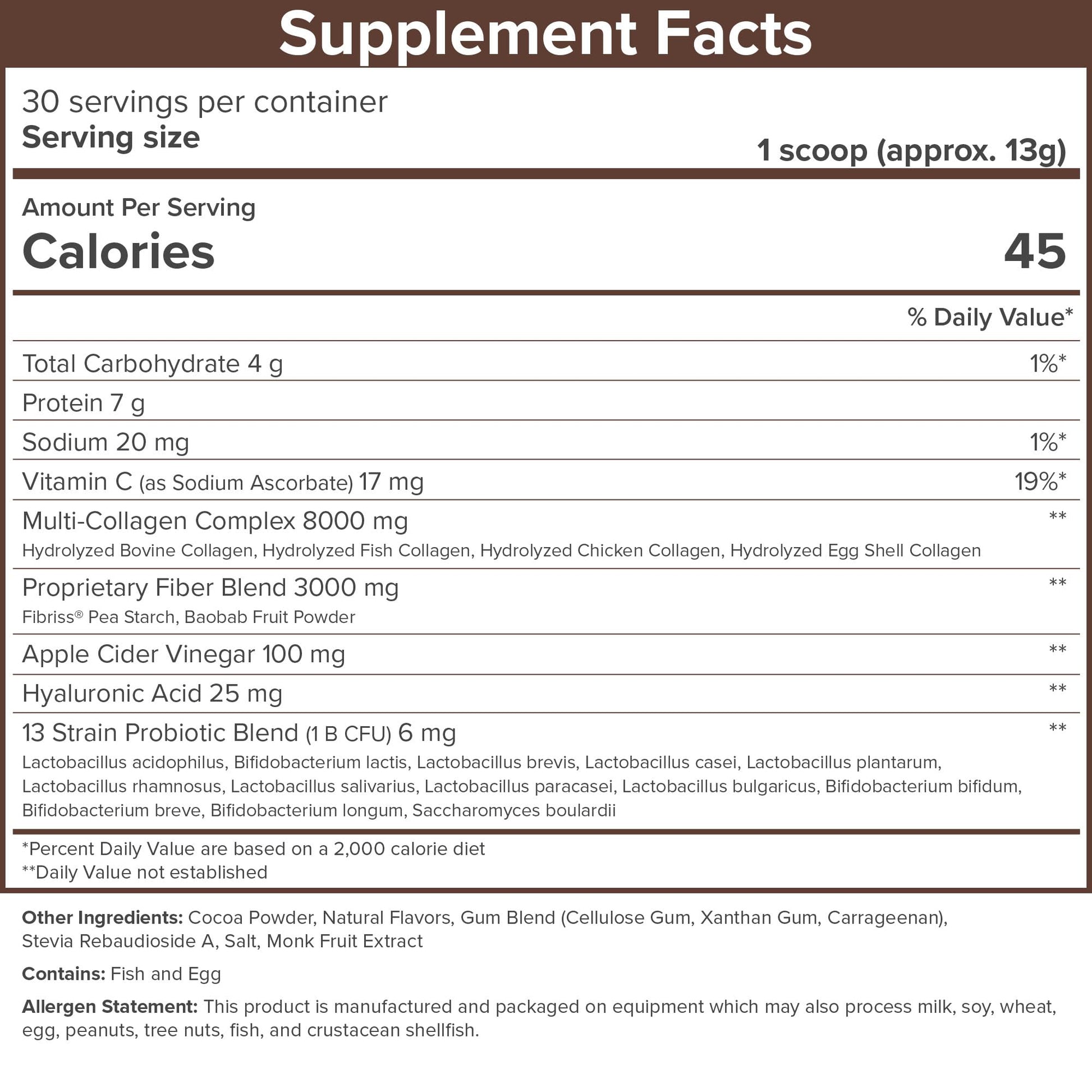 SkinnyFit Super Youth Chocolate Multi-Collagen Peptides + Probiotics, Baobab Fiber - AB Mystery