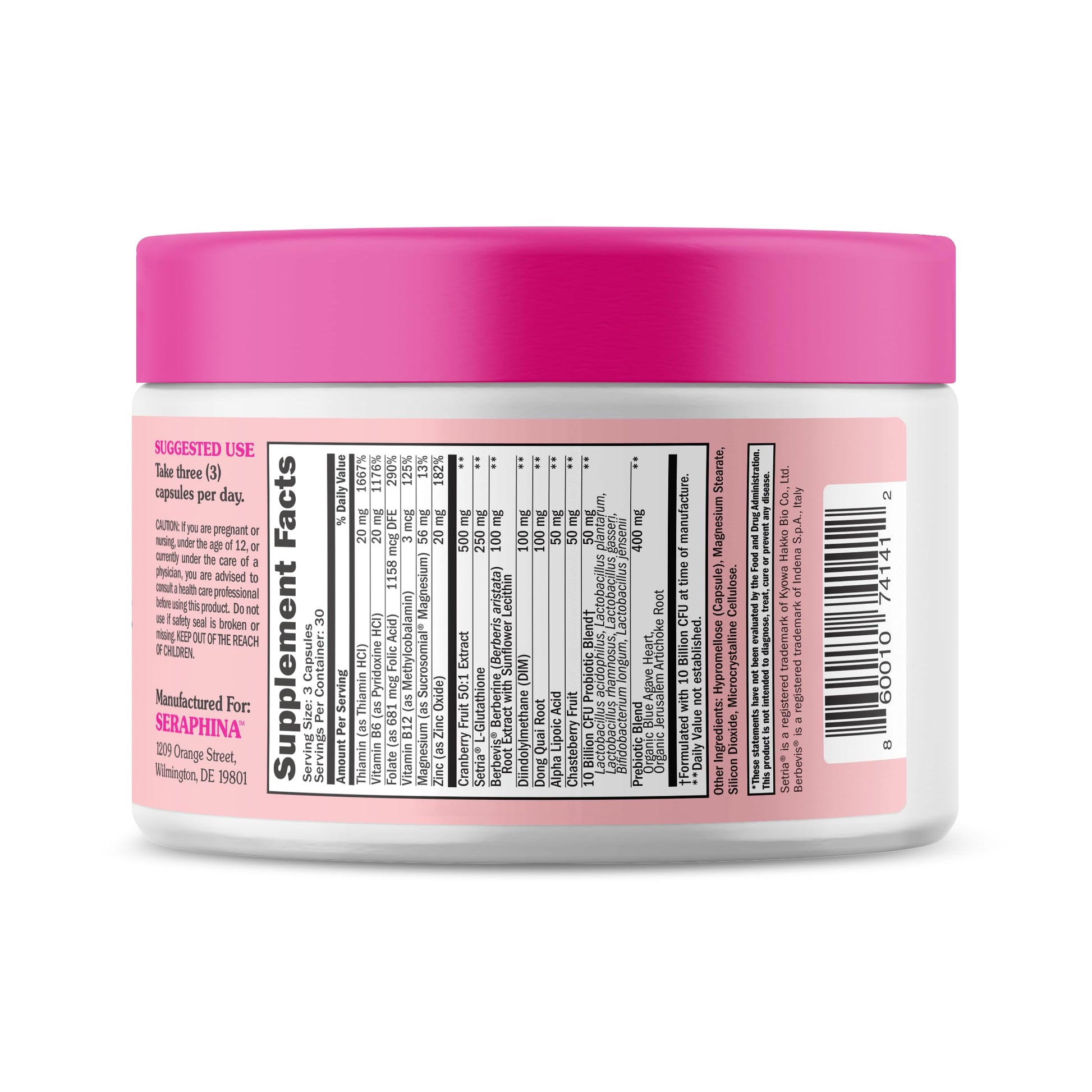 Seraphina 2-in-1 Vaginal Probiotics for Women + Hormone Balance - 90 Capsules for Complete Feminine - AB Mystery