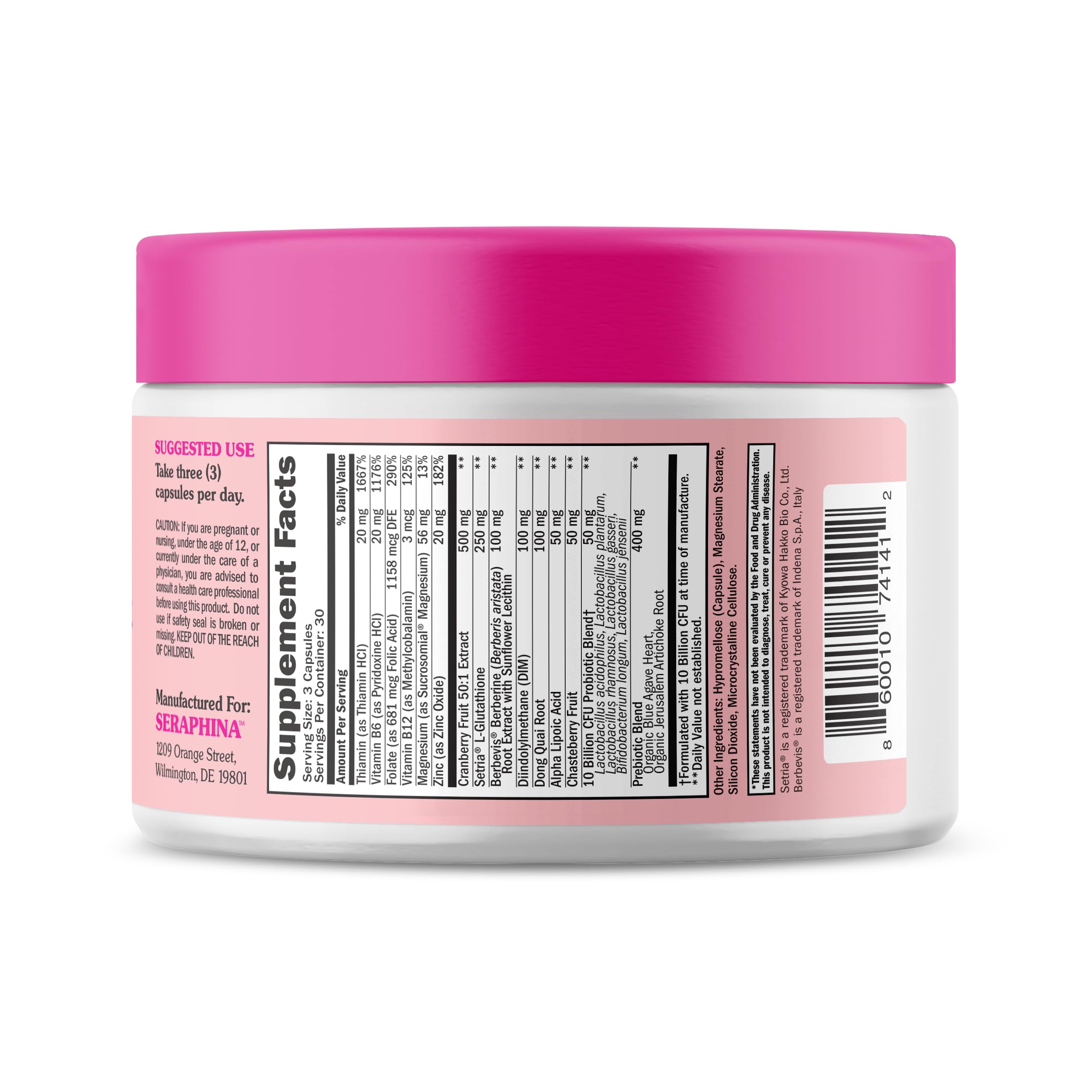 Seraphina 2-in-1 Vaginal Probiotics for Women + Hormone Balance - 90 Capsules for Complete Feminine - AB Mystery