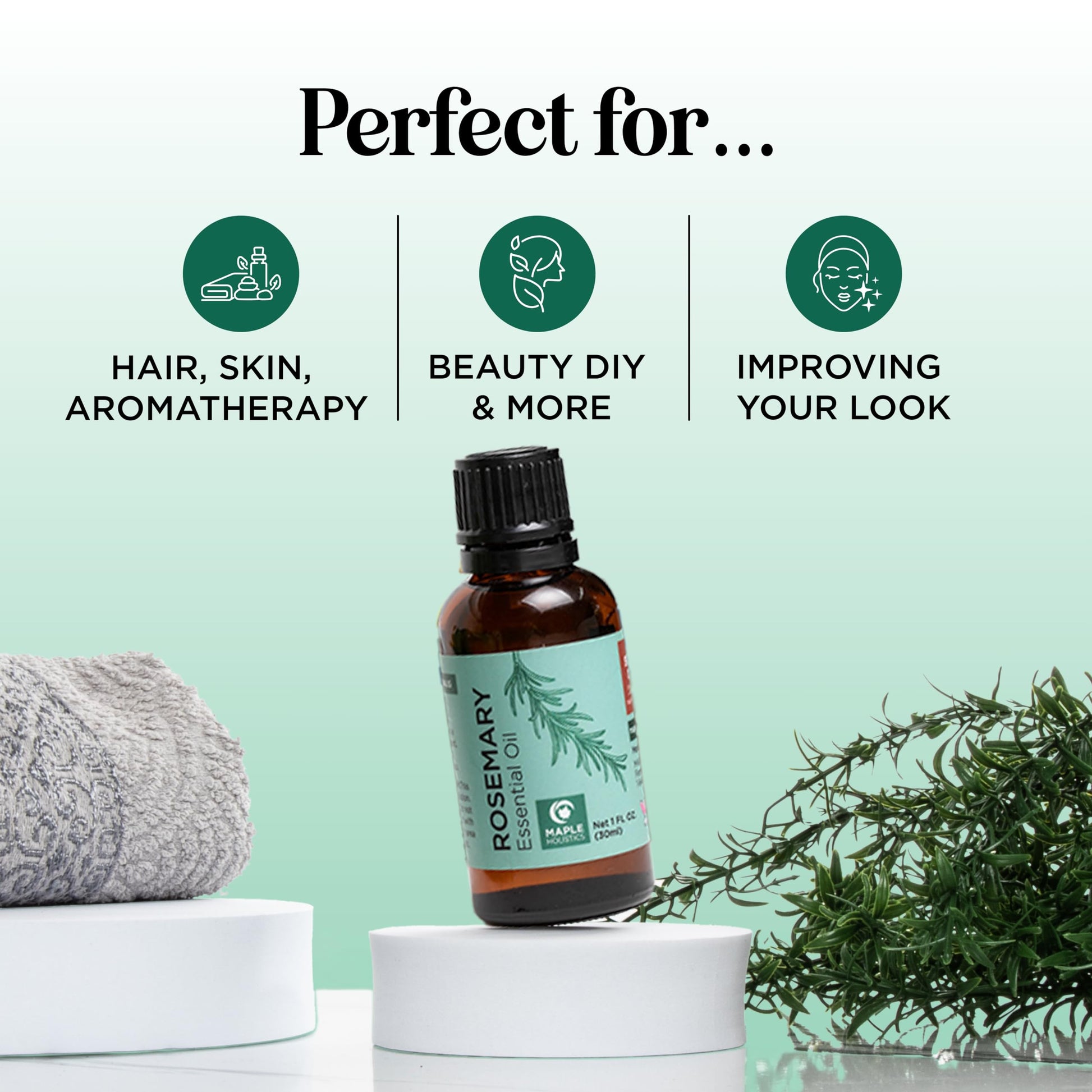 Pure Rosemary Essential Oil for Aromatherapy - Pure Rosemary Oil for Hair Skin and Nails - AB Mystery