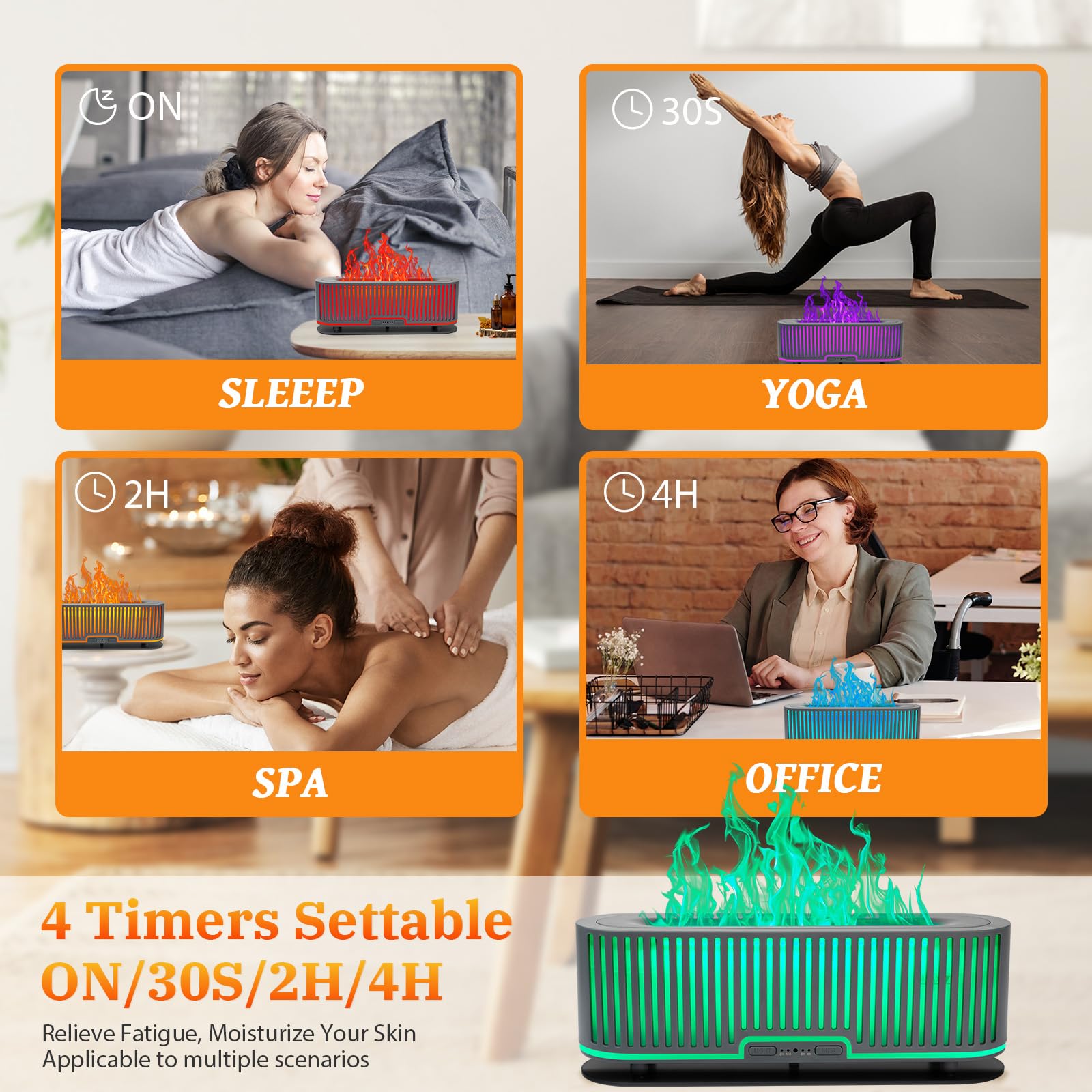 Comfynest Colorful Flame Fire Fireplace Diffuser with 6 Essential Oils Set, Ultrasonic 200ml Essential Oil - AB Mystery