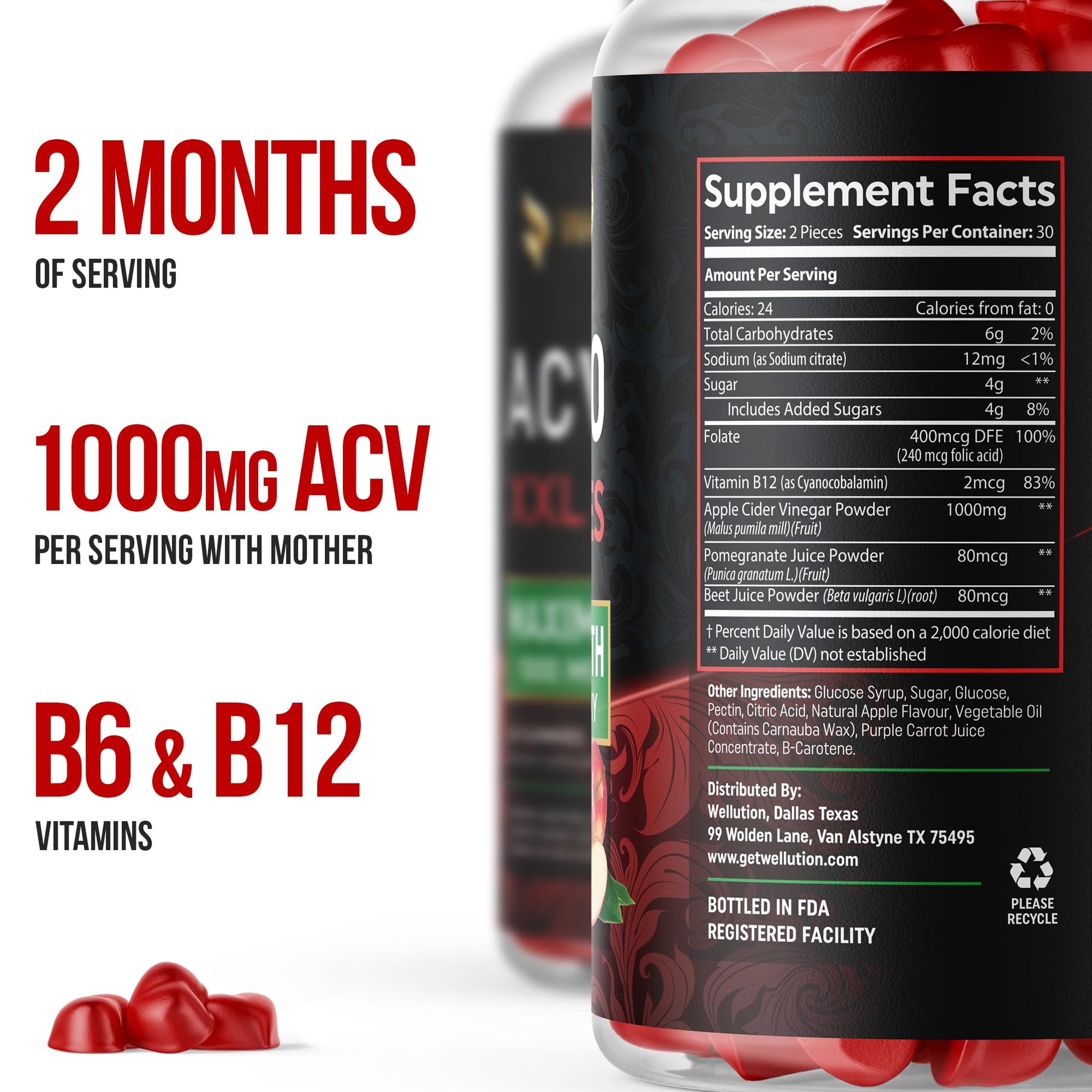 WELLUTION Apple Cider Vinegar 120 XXL Gummies - Support Digestion & Weight Management… - AB Mystery