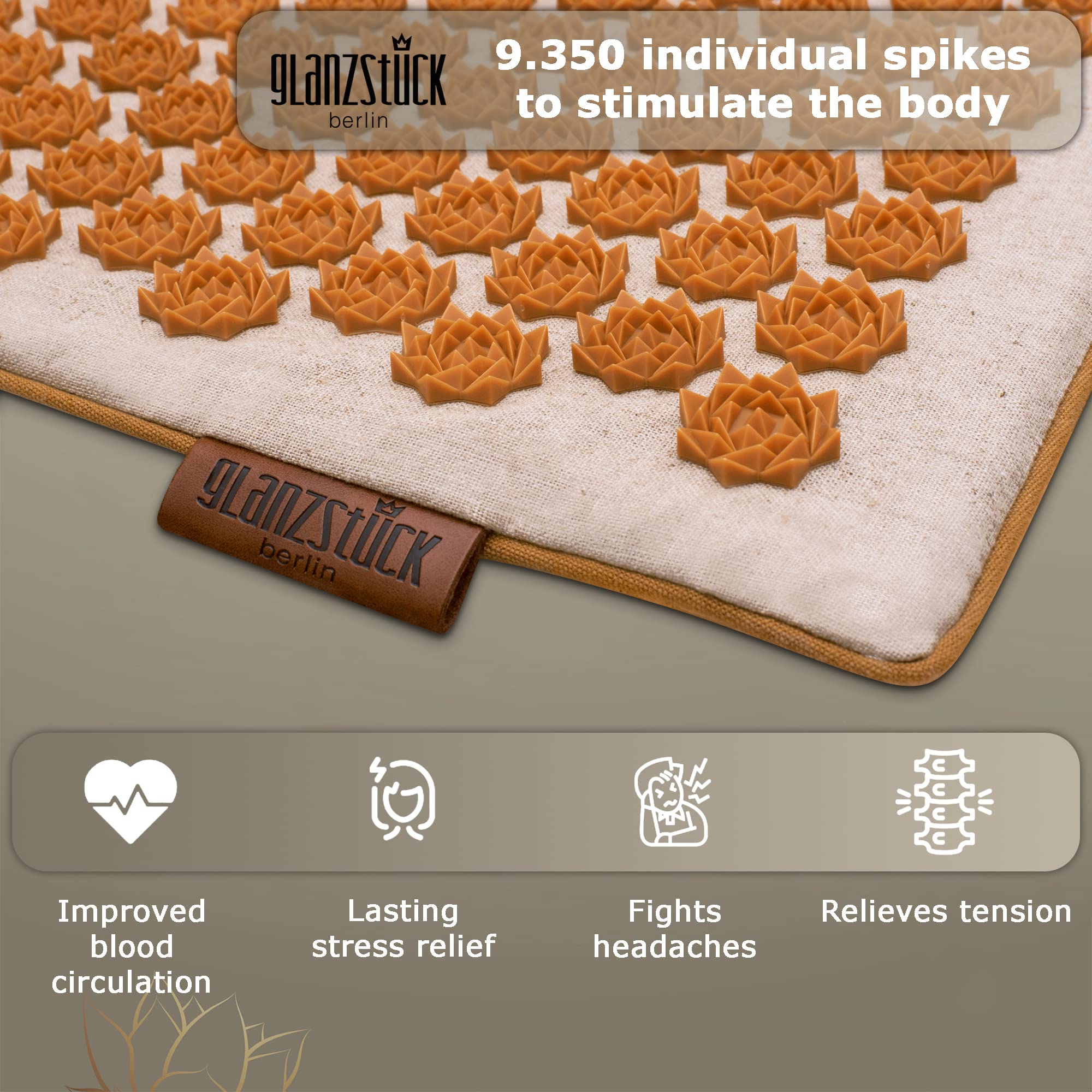 Glanzstück Berlin® Health Collection XXL Acupressure Mat Set for Full Body for Tension Headaches - AB Mystery