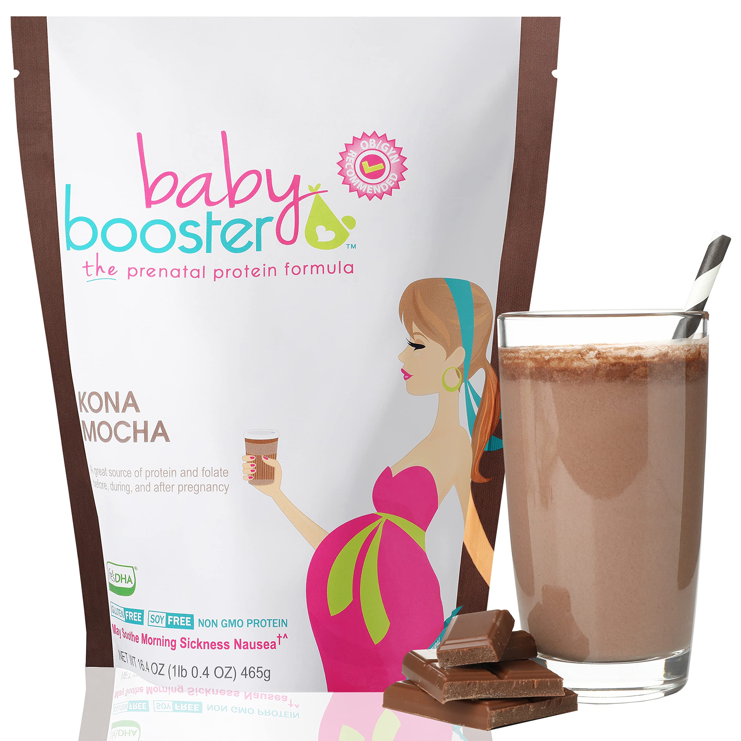 Baby Booster Prenatal Vitamin Supplement Shakes, Kona Mocha and Strawberry Baby Booster