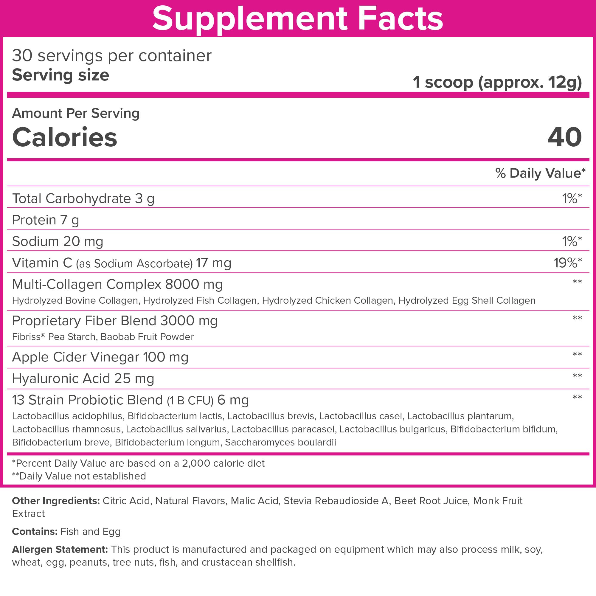 SkinnyFit Super Youth Tropical Punch Multi-Collagen Peptides + Probiotics, Baobab Fiber - AB Mystery