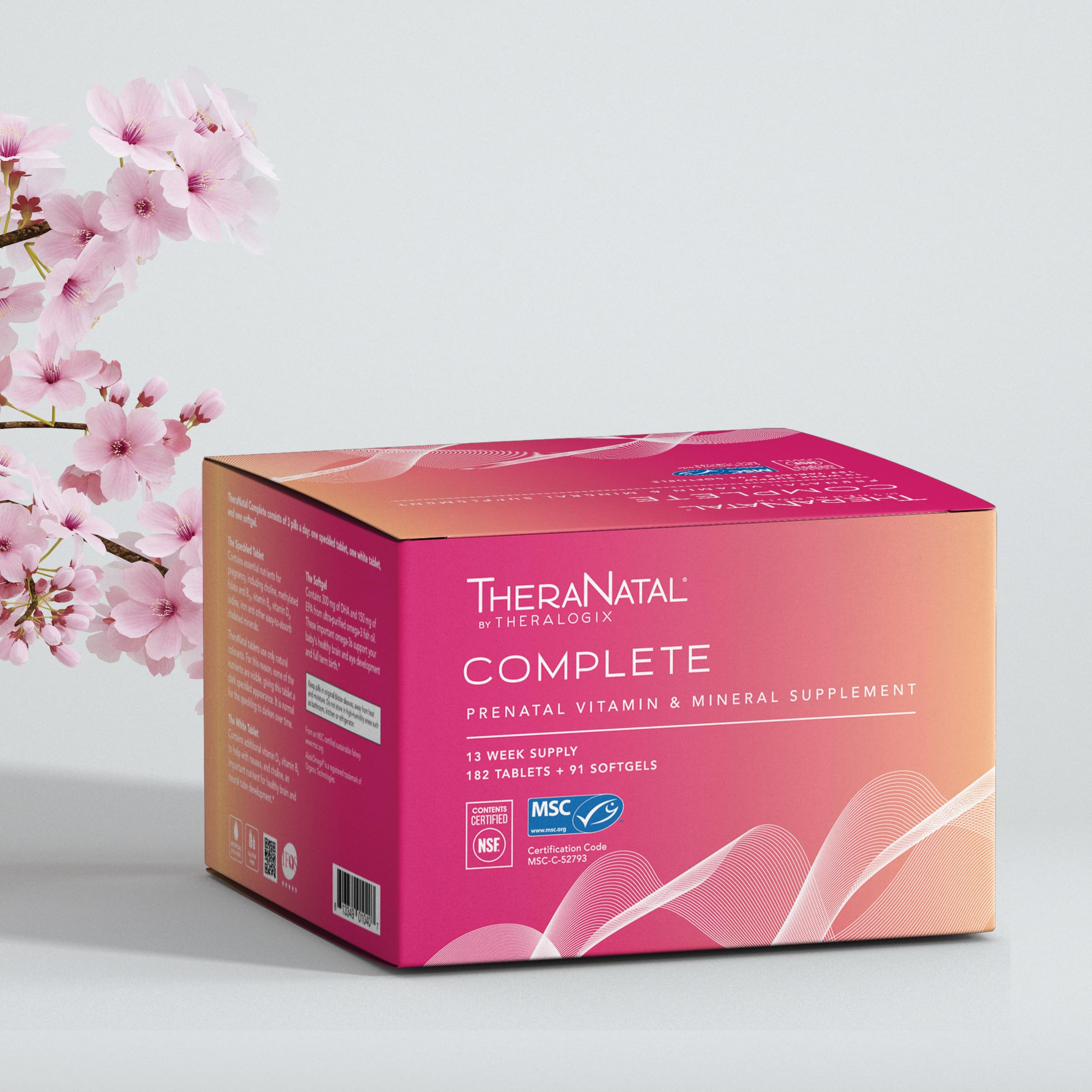 Theralogix TheraNatal Complete Prenatal Vitamin Supplement - 91-Day Supply - with DHA Theralogix