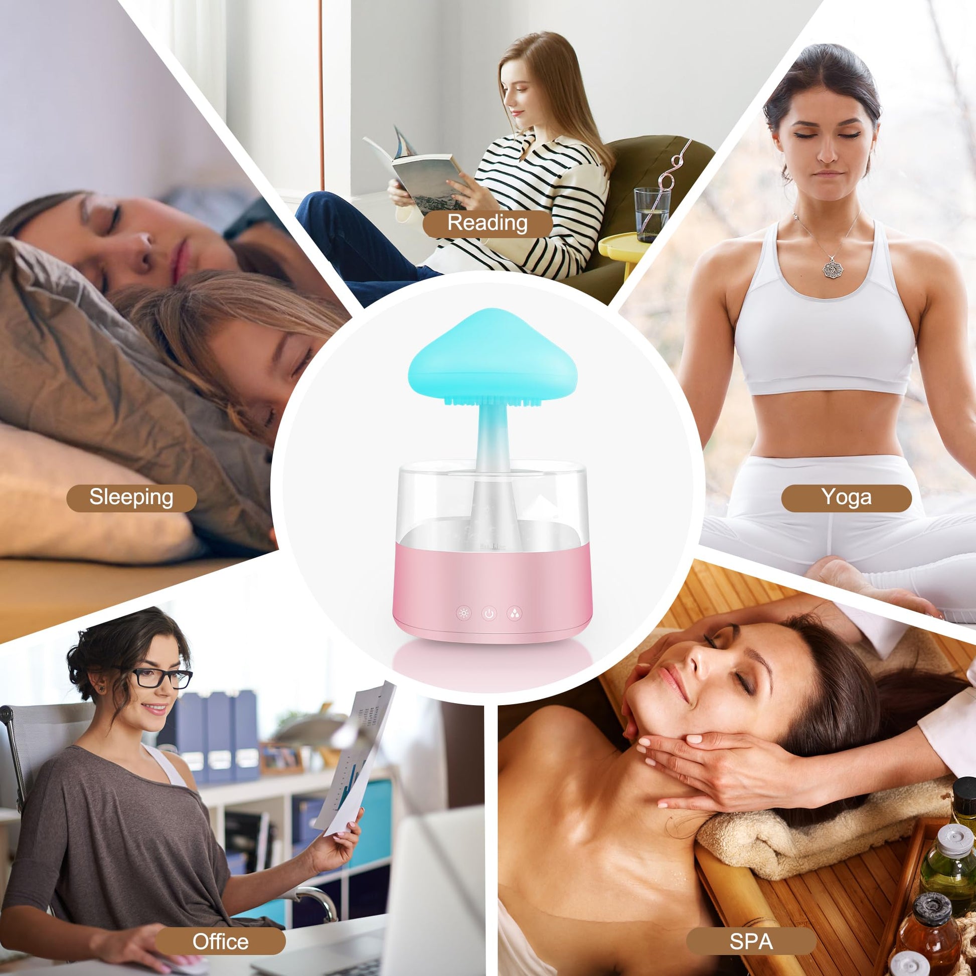 Rain Cloud Humidifier Water Drip, Mushroom Rain Cloud Diffuser, Raining Cloud Night Light - AB Mystery