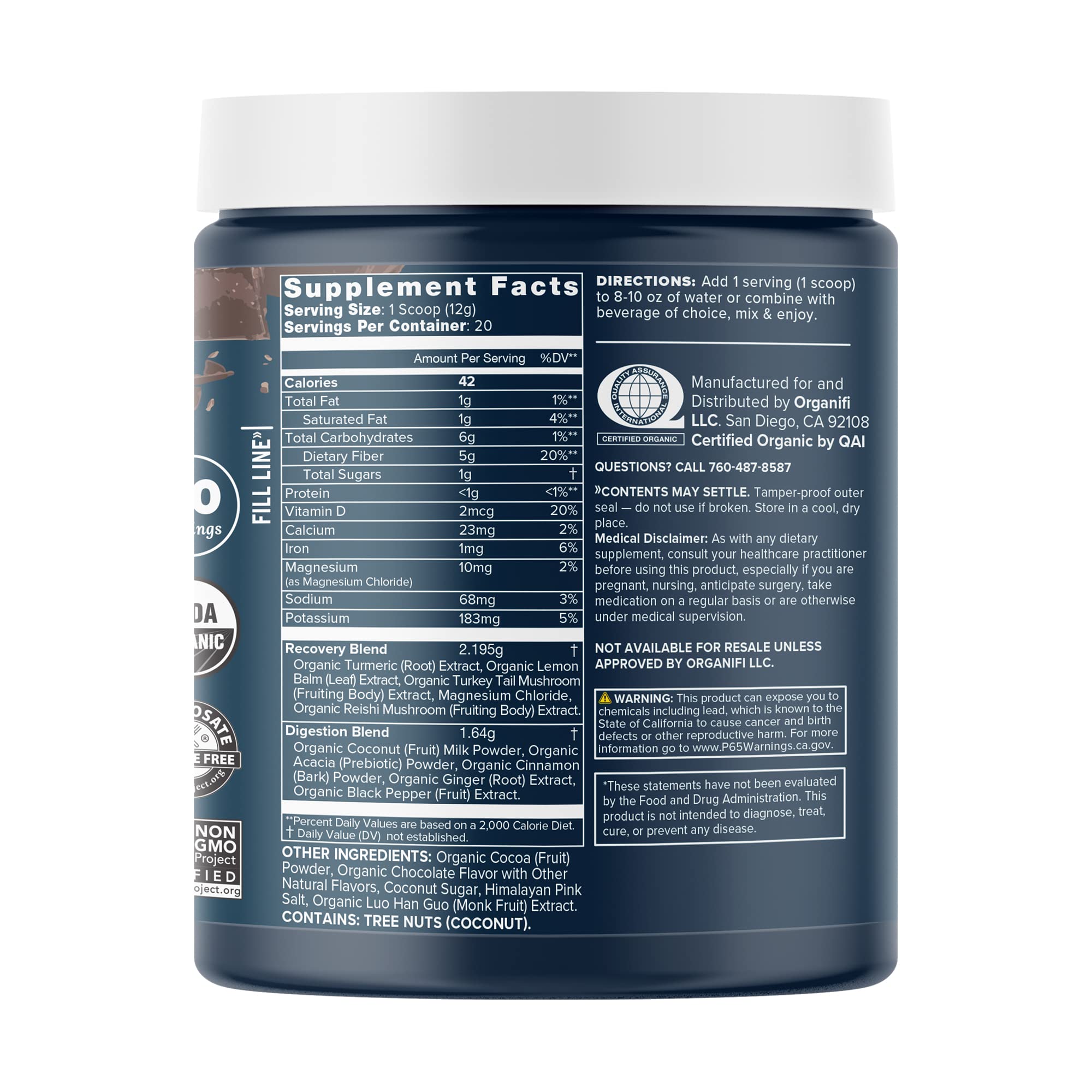 Organifi - Gold Chocolate - Superfood Supplement Powder - 20 Day Supply - Supports Rest - AB Mystery