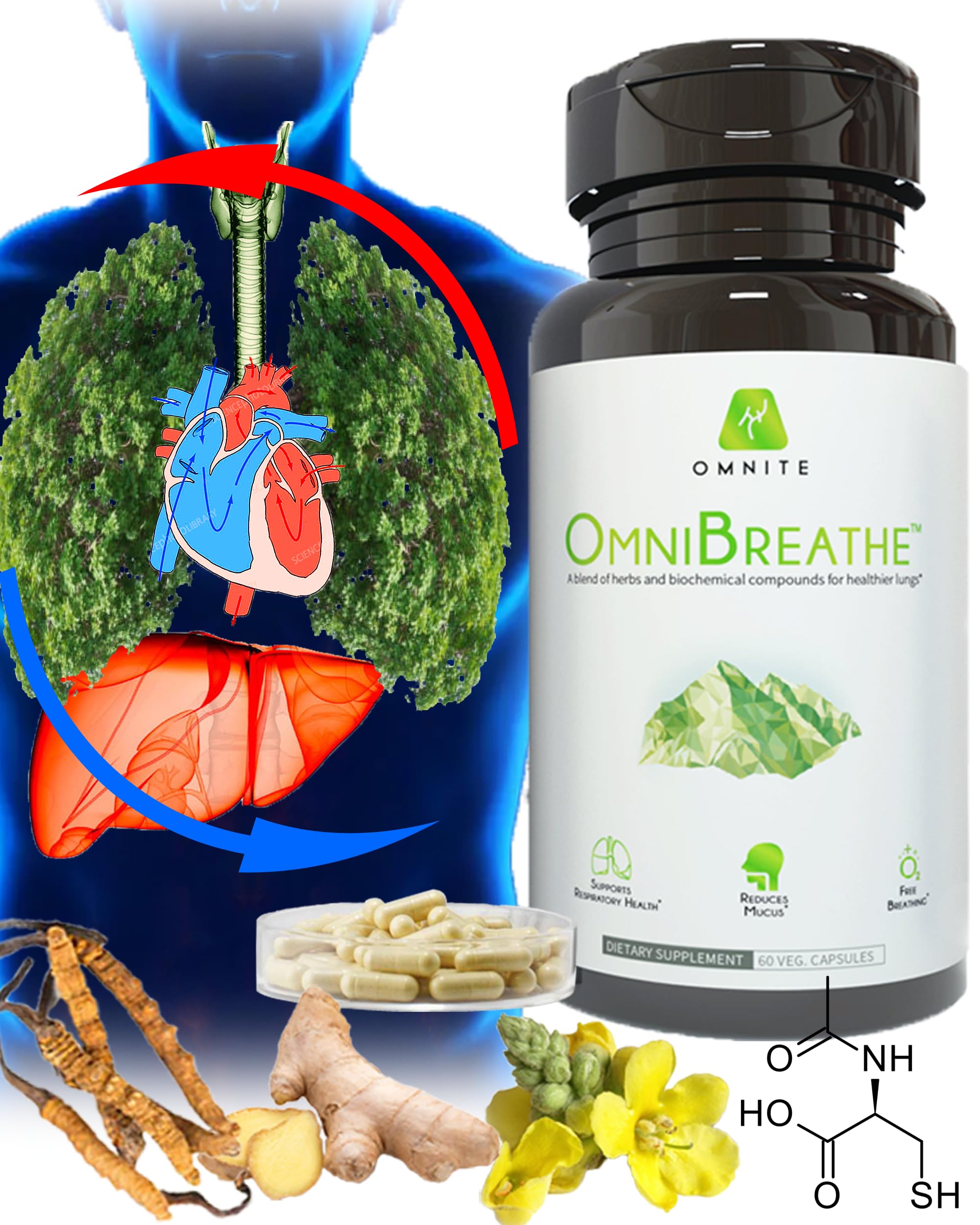Omnite OMNIBREATHE Respiratory Health Supplement,Inhaler Mate,Support Quit Smoking - AB Mystery