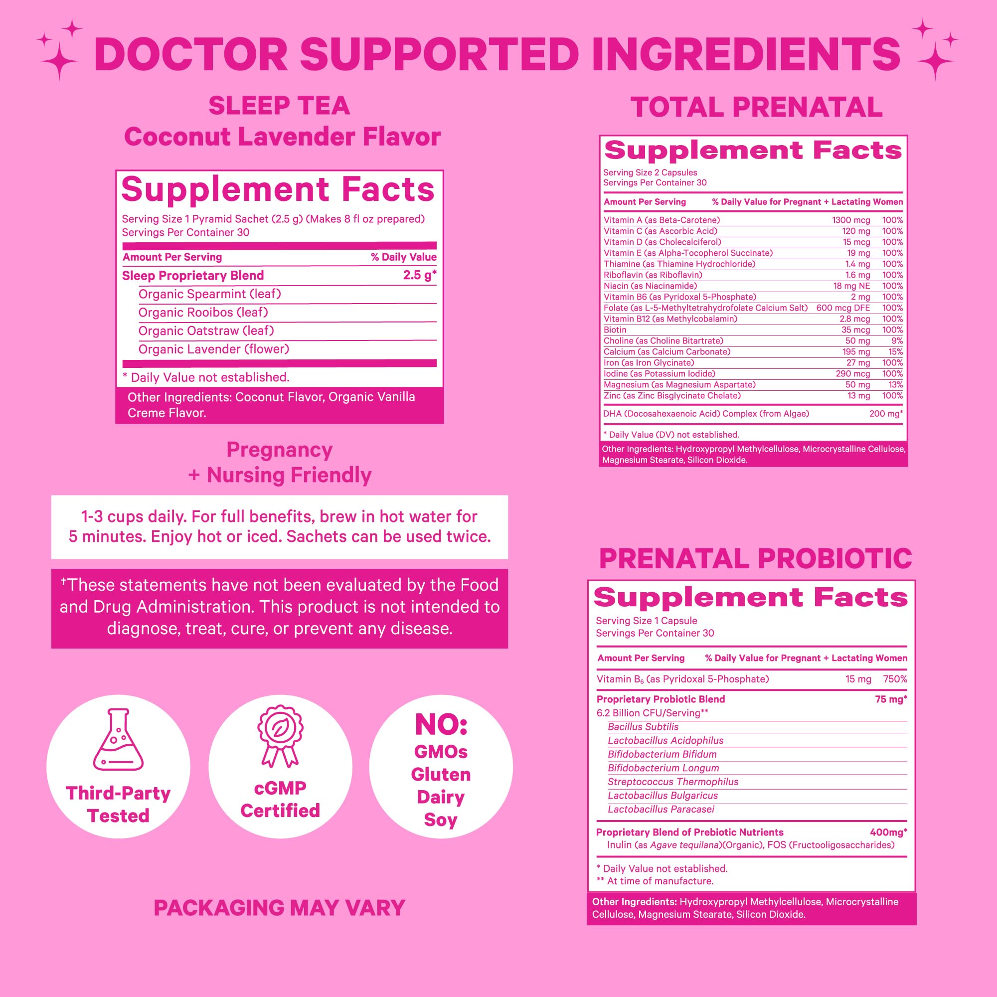 Pink Stork Pregnancy Bundle: Prenatal Vitamin with DHA & Folate, Prenatal Probiotics for Pregnant Women Pink Stork