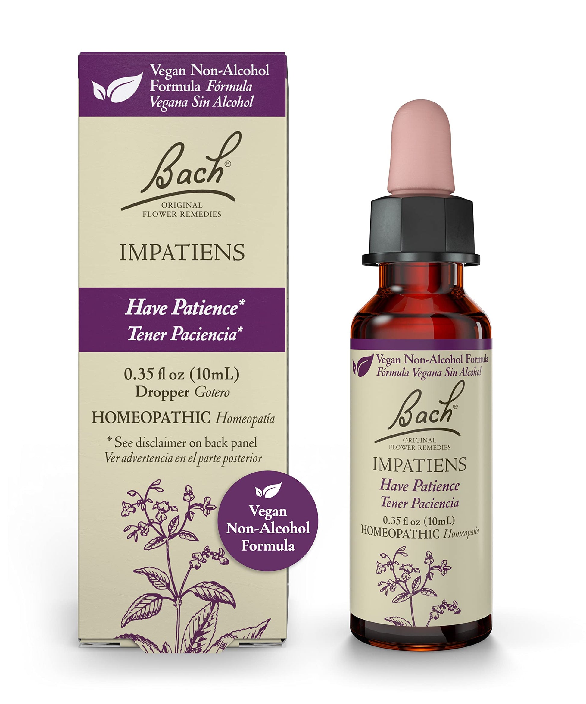 Bach Original Flower Remedies, Impatiens for Patience (Non-Alcohol Formula), Natural Homeopathic - AB Mystery