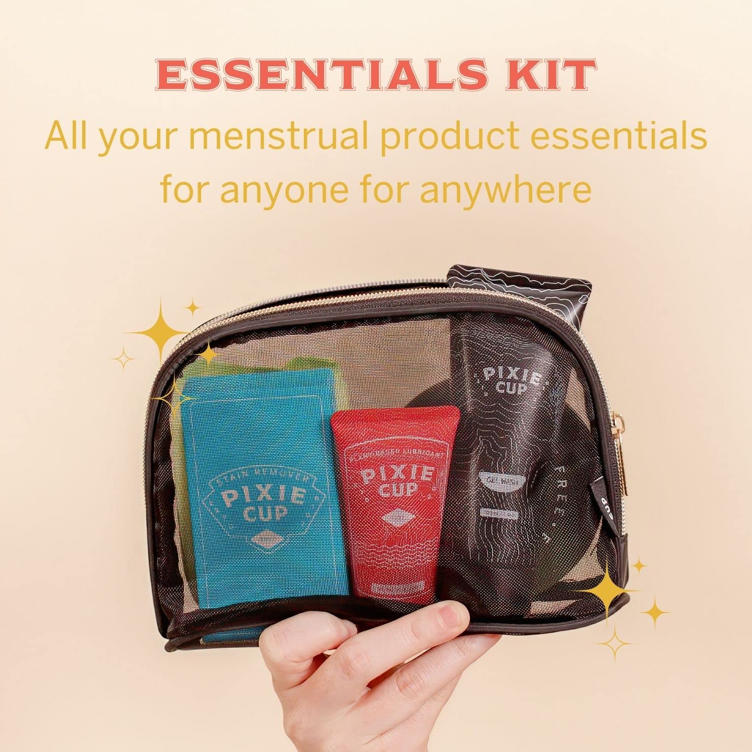 Pixie Cup Menstrual Cup Cleaner Kit - Sterilizer Wash, Public Restroom Carry Cup, 20 Wipes - AB Mystery