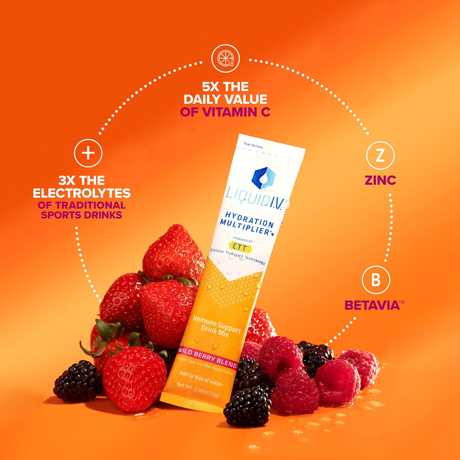 Liquid I.V. Hydration Multiplier + Immune Support -Wild Berry Blend - Hydration Powder - AB Mystery