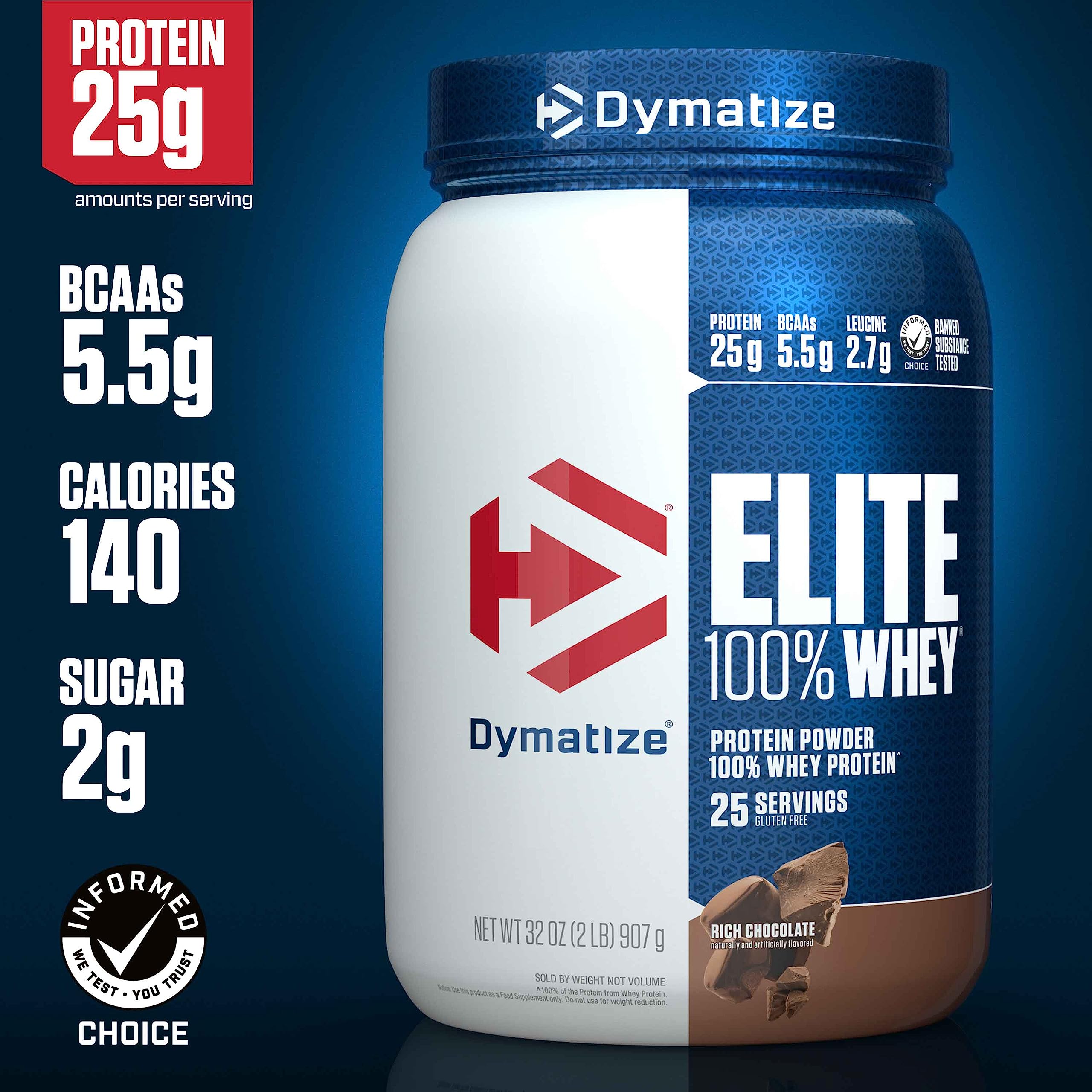Dymatize Elite 100% Whey Protein Powder, 25g Protein, 5.5g BCAAs & 2.7g L-Leucine - AB Mystery