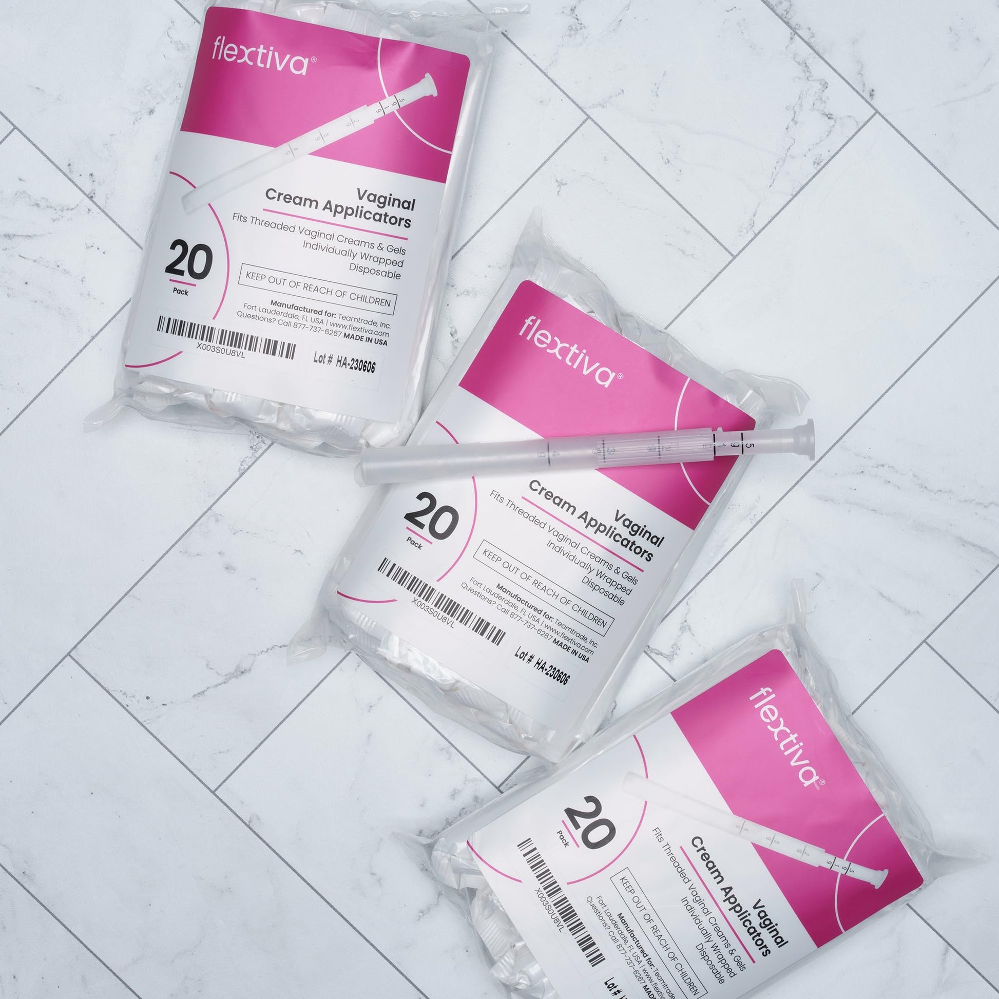 Flextiva Disposable Plastic Vaginal Cream Applicators - Threaded End to Fit OTC Gel or Cream Products - AB Mystery