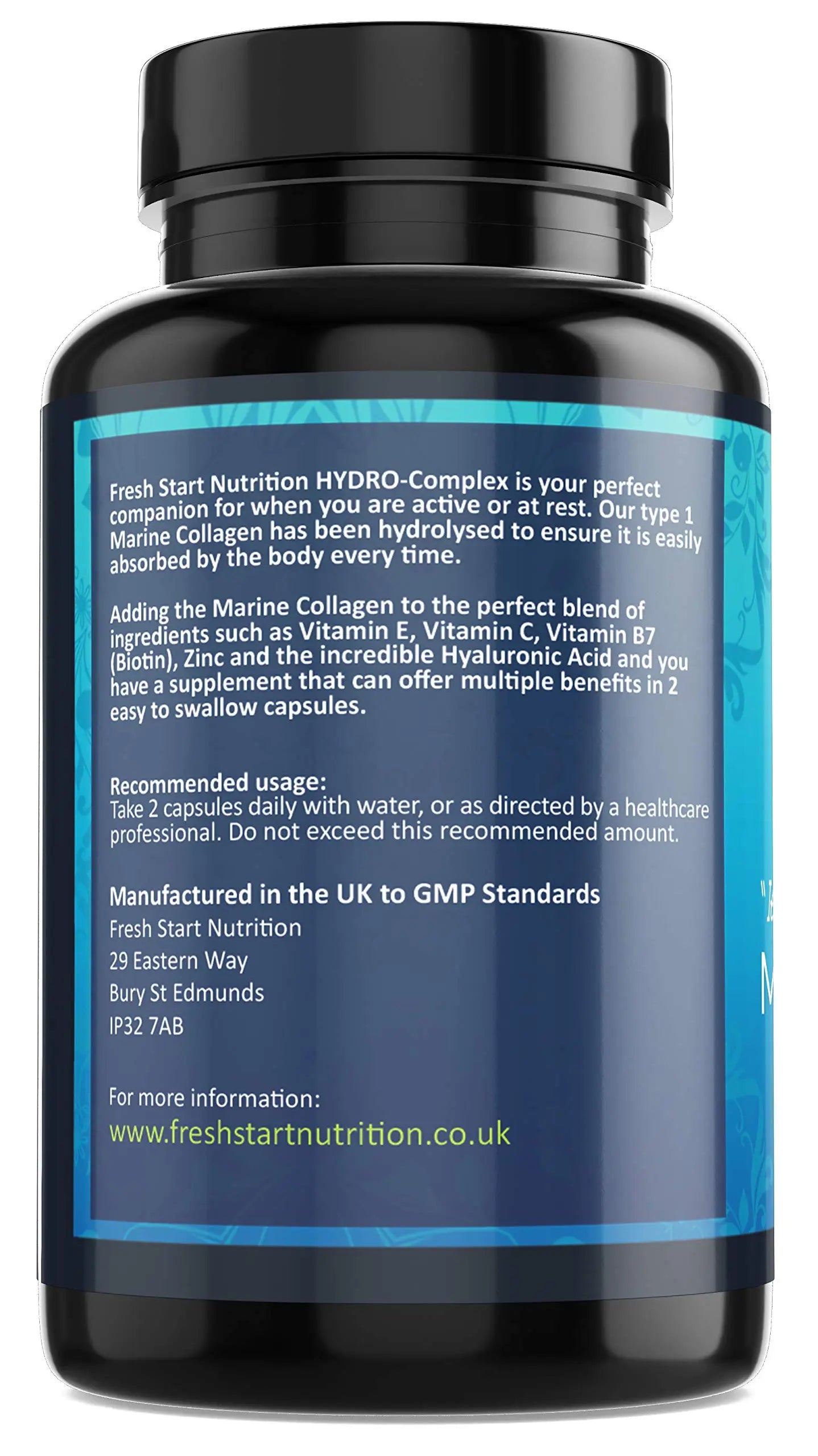 Marine Collagen Tablets 1000mg - 90 Premium Type 1 Hydrolysed Collagen Capsules with Hyaluronic Acid - AB Mystery