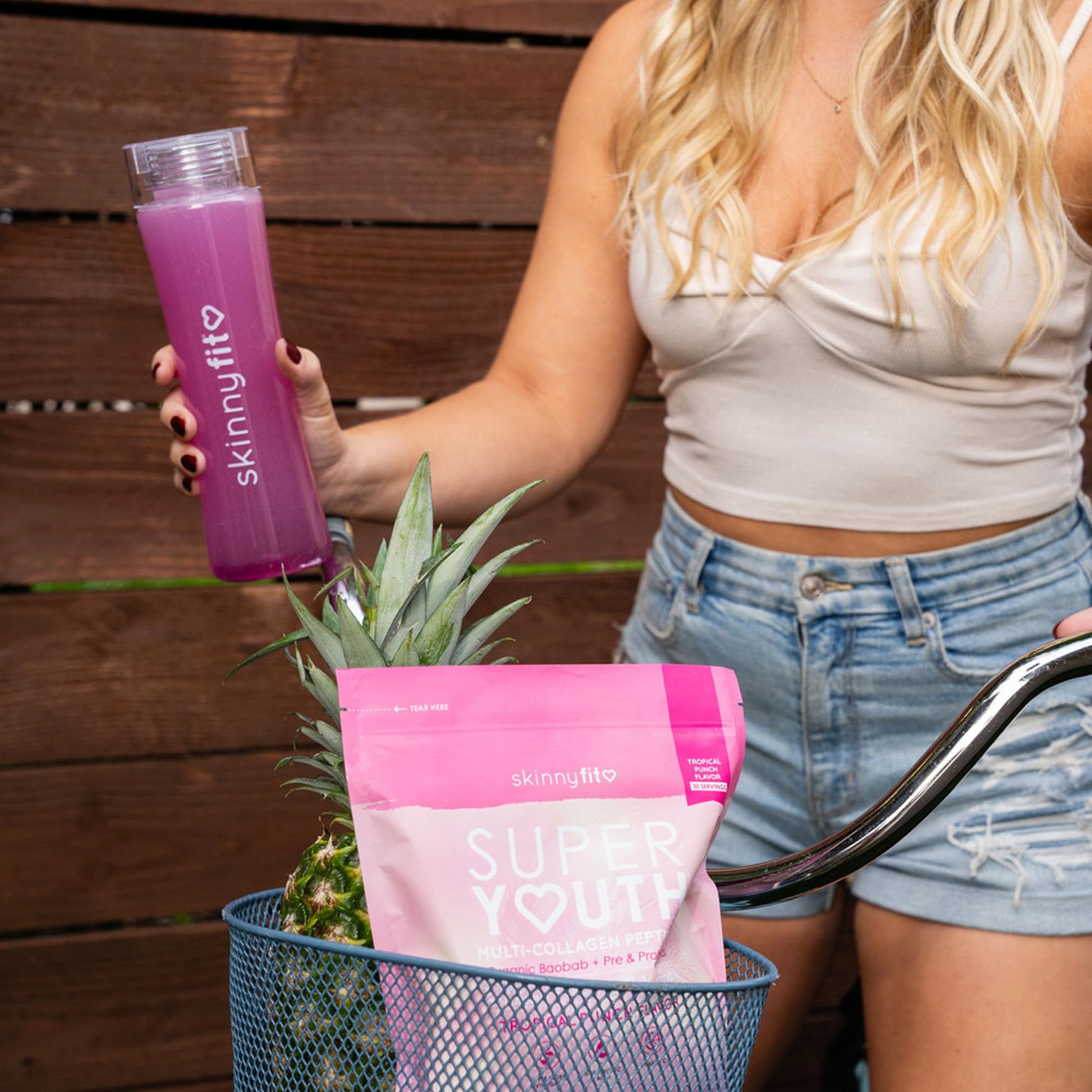 SkinnyFit Super Youth Tropical Punch Multi-Collagen Peptides + Probiotics, Baobab Fiber - AB Mystery