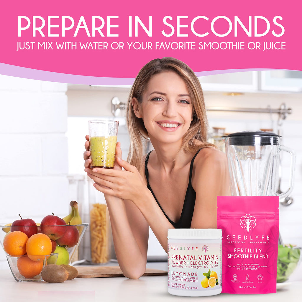 Female Fertility Bundle with Prenatal Vitamin Powder – Natural Prenatal Vitamins and Smoothie Mix seedlyfe