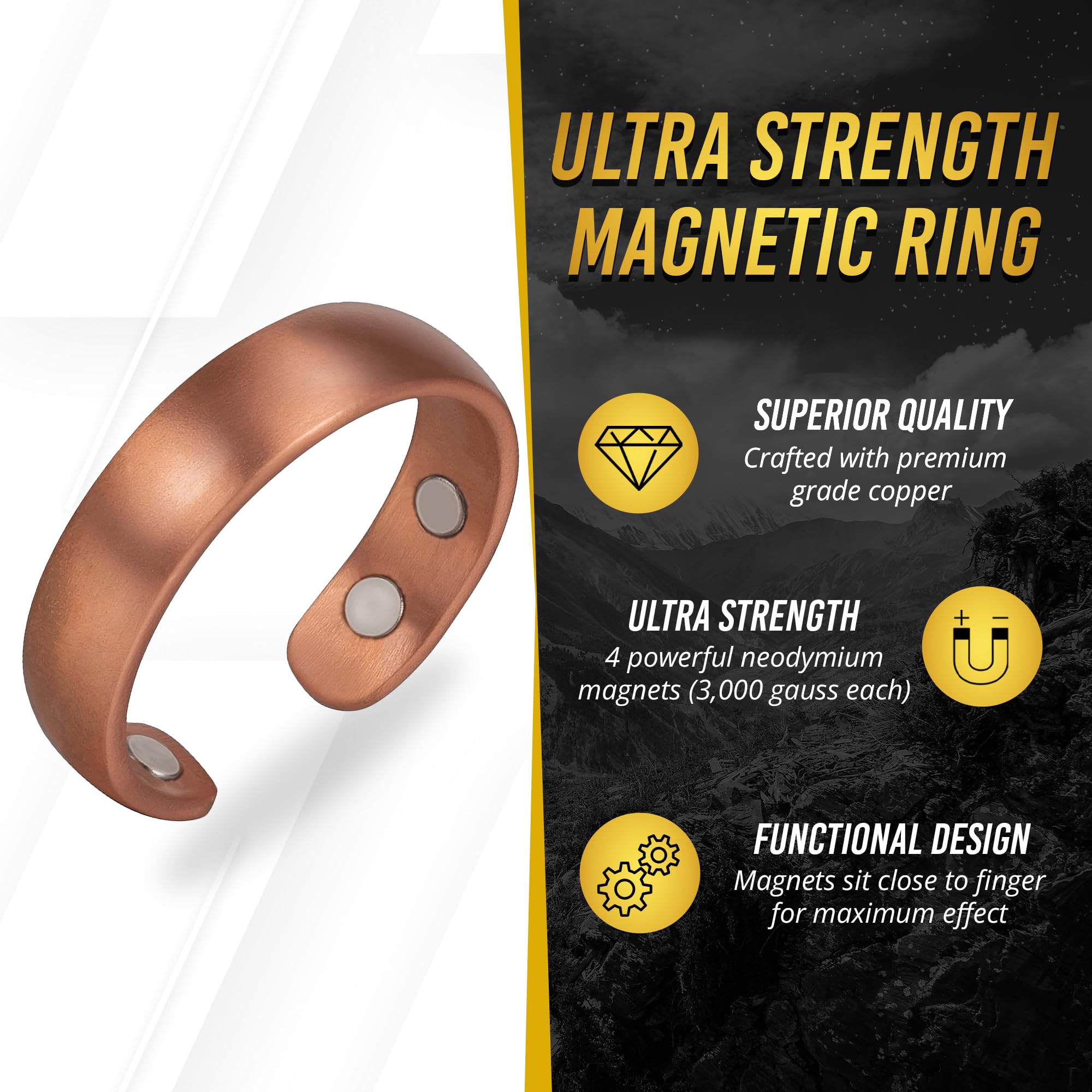 MagnetRX® Magnetic Copper Ring – Elegant Magnetic Rings – Copper Rings for Women & Men - AB Mystery