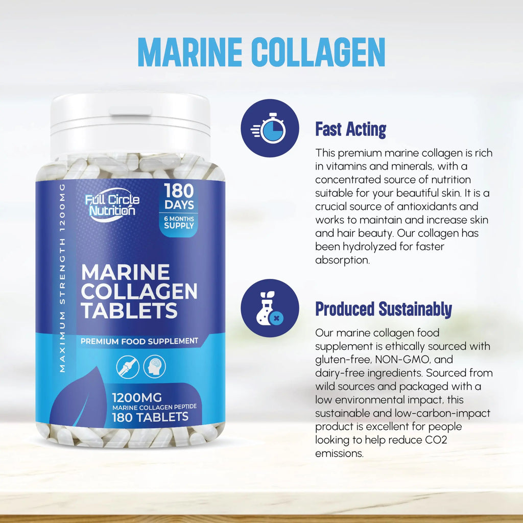 Marine Collagen Tablets 1200MG - 2400MG - 180 Days Supply - AB Mystery