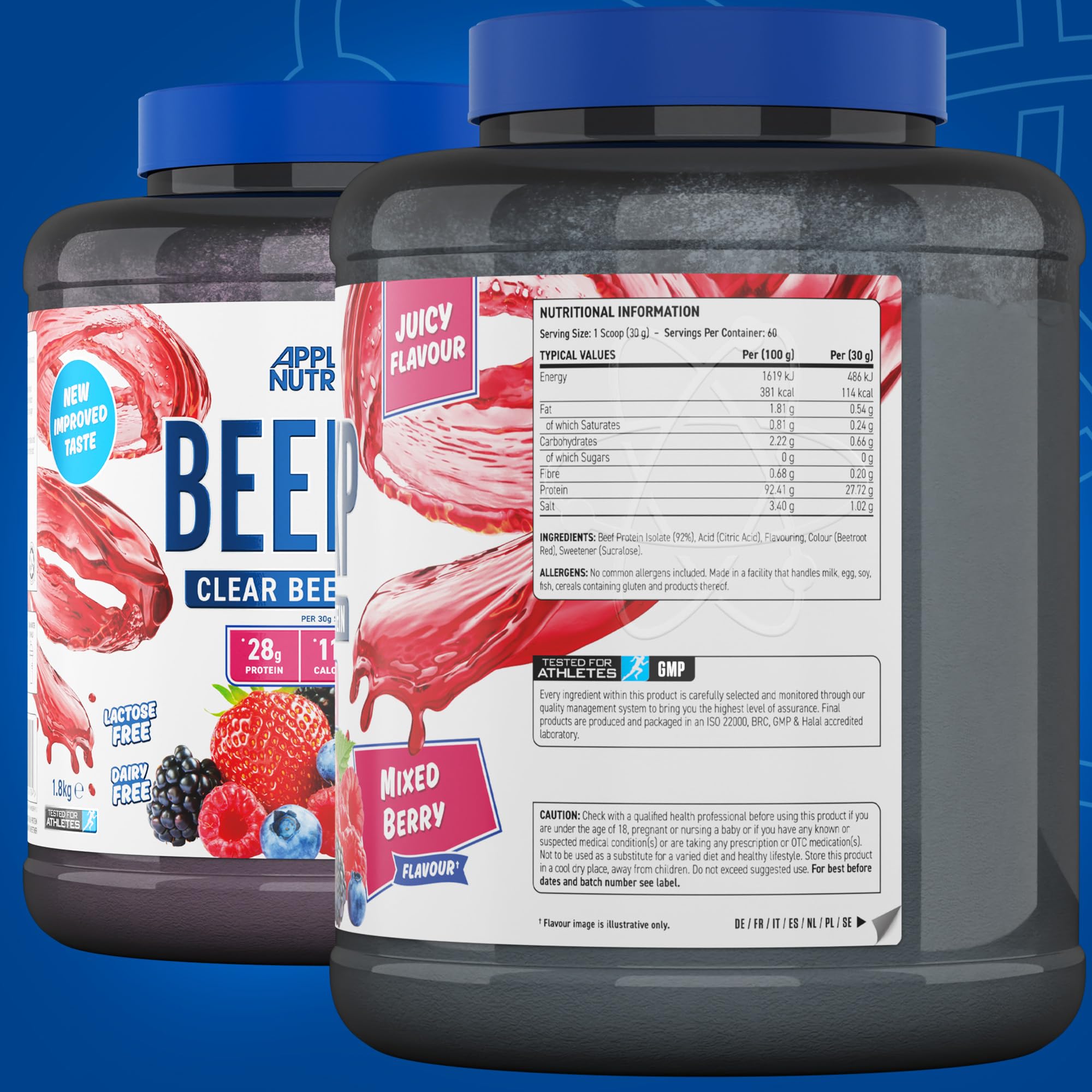 Applied Nutrition Beef XP - Clear Hydrolysed Beef Protein Isolate, Fruit Juice Style, Dairy Free Beef Protein Powder Applied Nutrition