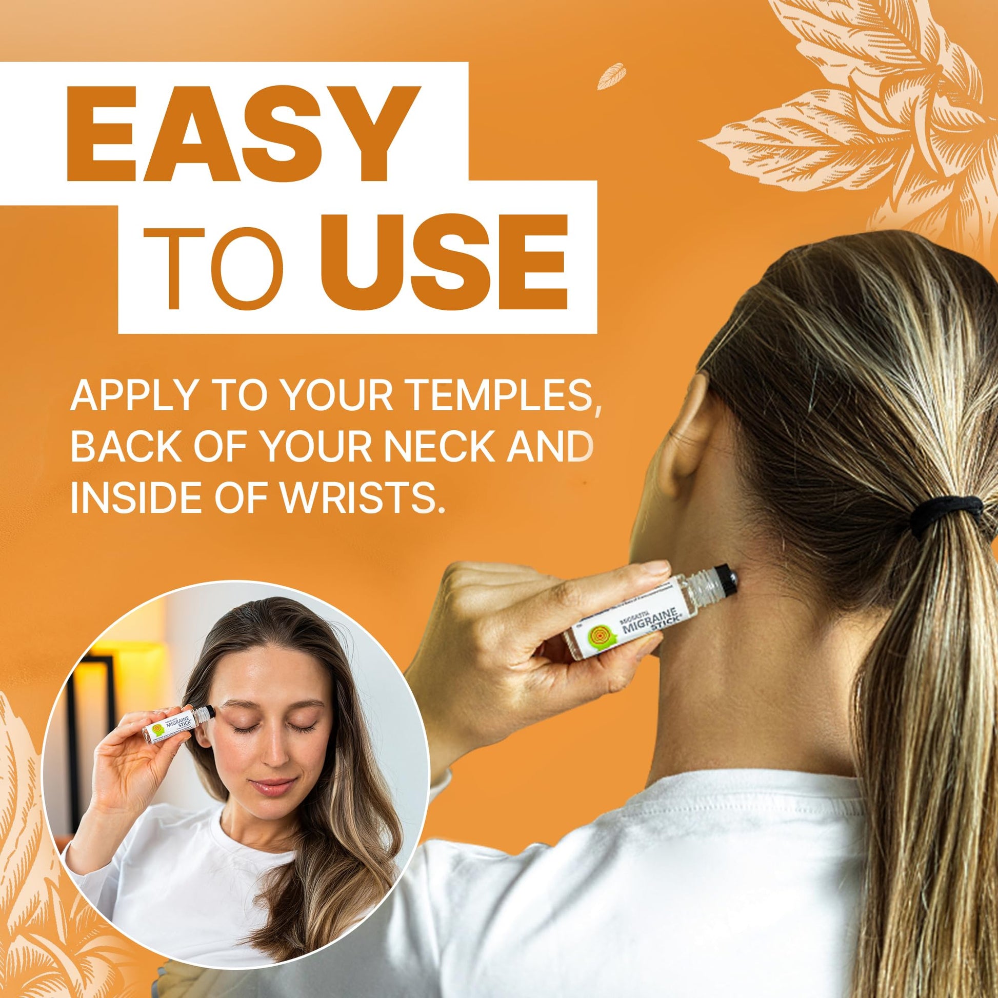 Migrastil Migraine Stick® Rollon - Fast Cooling Comfort for Your Head. Aromatherapy with Peppermint - AB Mystery