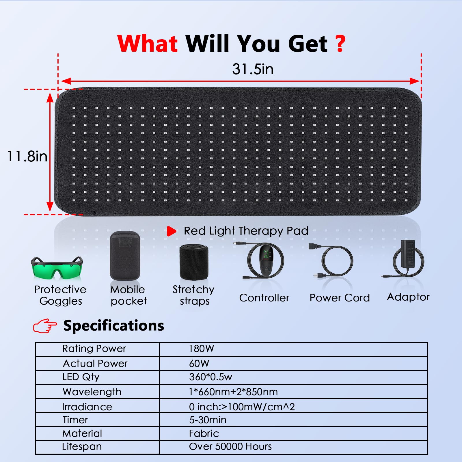 RUISQM Red Light Therapy Mat for Body - 360 LEDs Large Red & Infrared Light Therapy Pad Blanket - AB Mystery