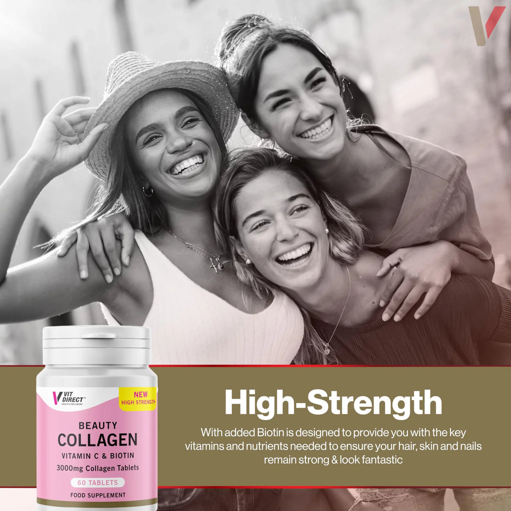 Vit Direct - Beauty Collagen Tablets (Plus Biotin) - 60 Tablets - Two Month Supply - AB Mystery