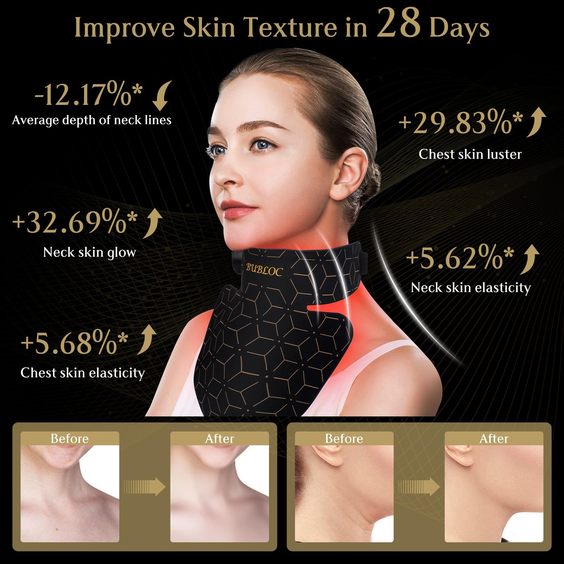 Upgraded Red Light Therapy Mask for Neck & Décolleté, 850 nm Wireless Infrared Light Therapy Suitable - AB Mystery