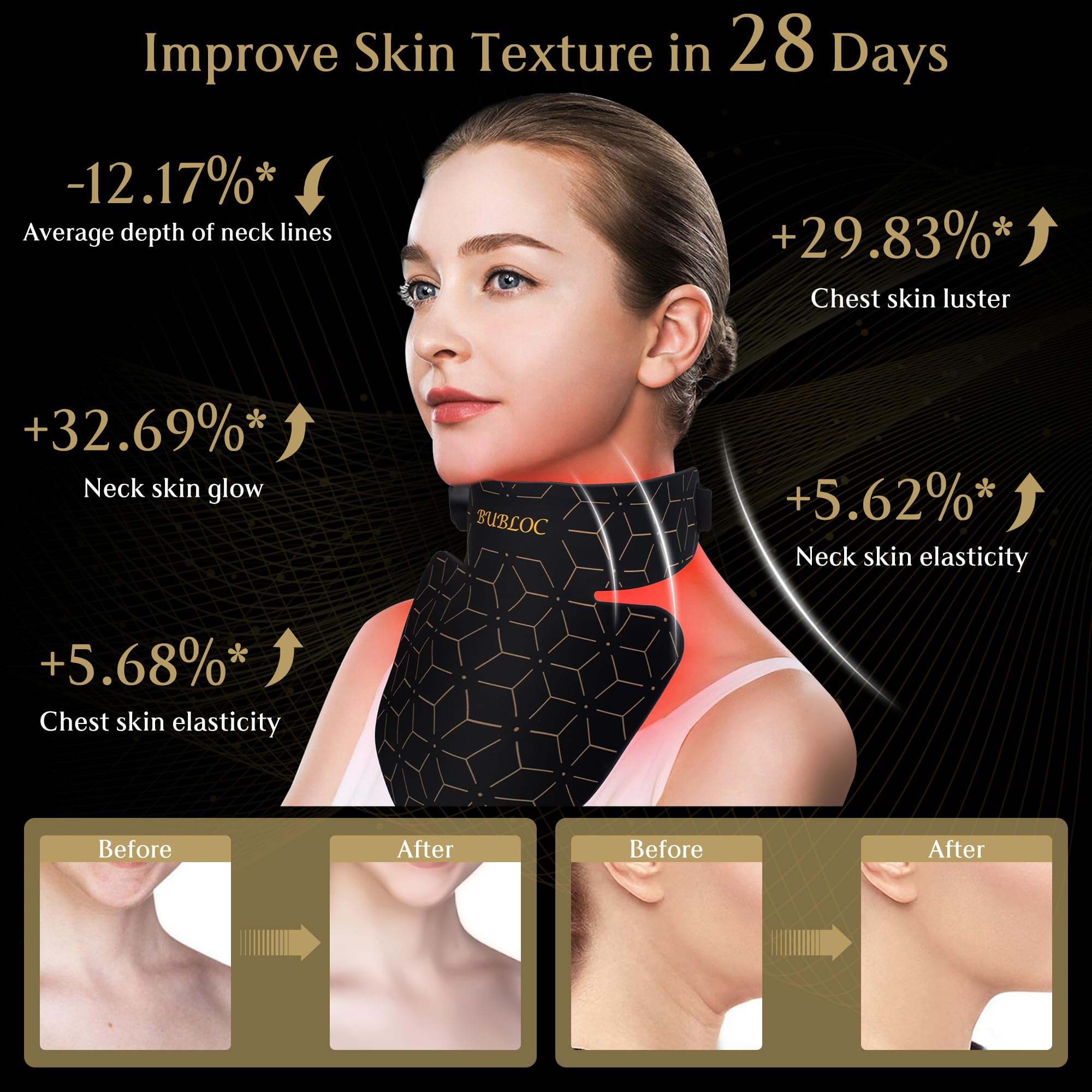 Upgraded Red Light Therapy Mask for Neck & Décolleté, 850 nm Wireless Infrared Light Therapy Suitable - AB Mystery