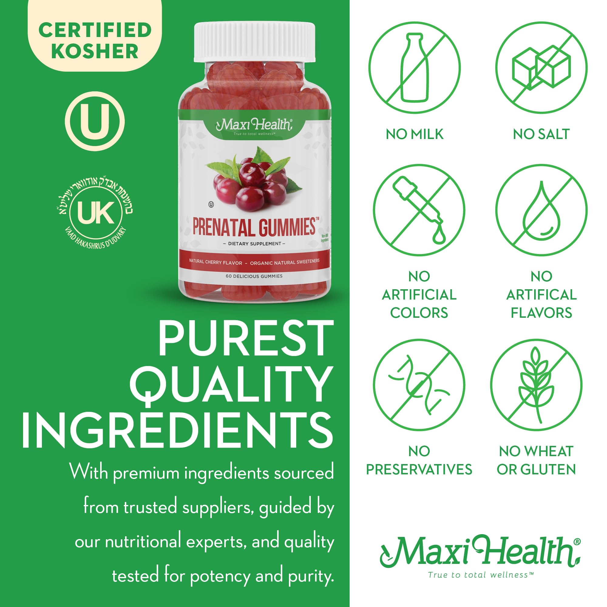 Organic Prenatal Gummies for Women - The Sweet Way to Nurture Your Tomorrow - Kosher Cherry Maxi Health