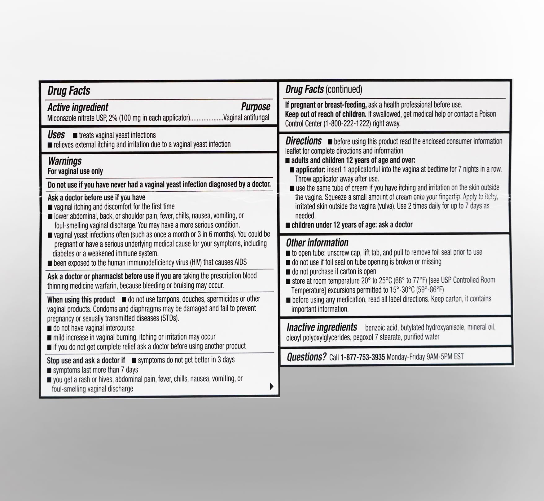 h2 pharma Miconazole 7 - Miconazole Nitrate Vaginal Cream, USP 2%, 1.59 oz Tube - AB Mystery