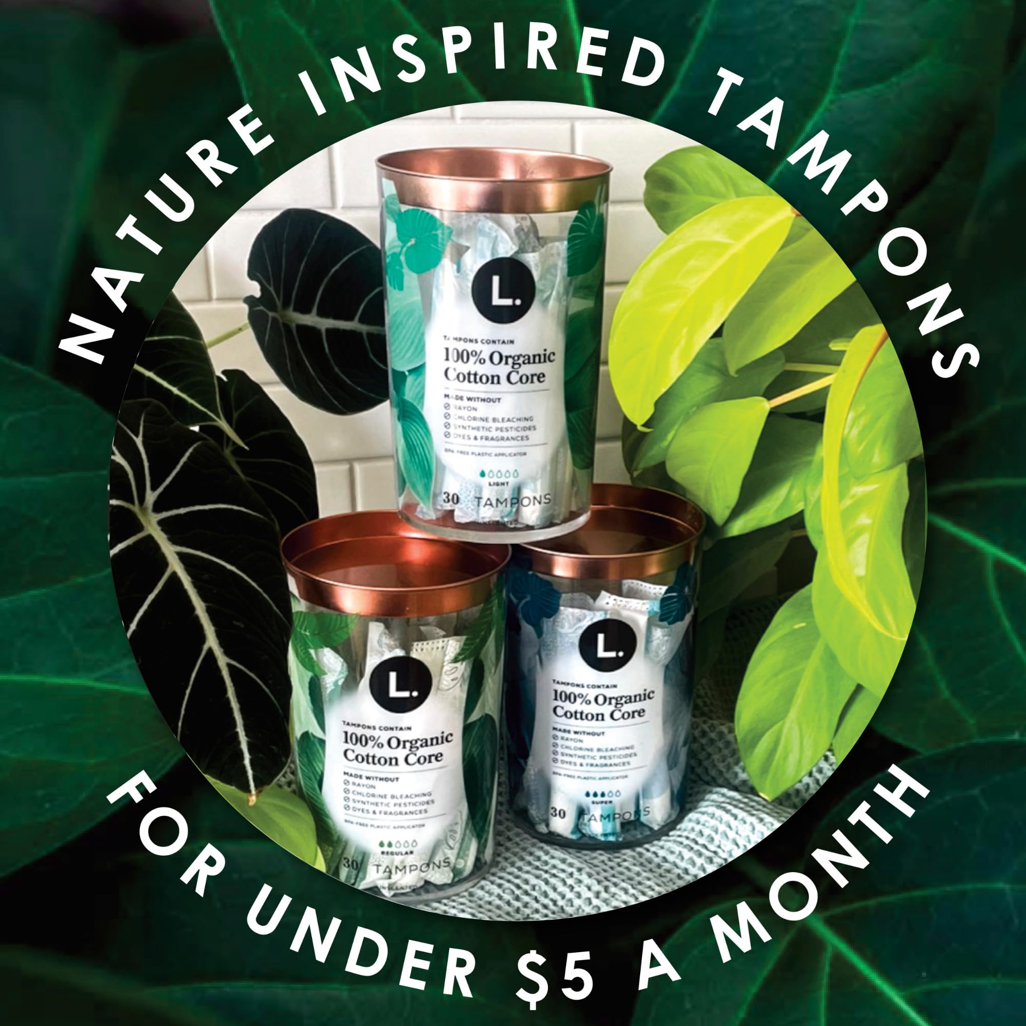 L. Organic Cotton Tampons - Regular 42 Count x 2 Packs (84 Count Total) (Packaging May Vary) - AB Mystery