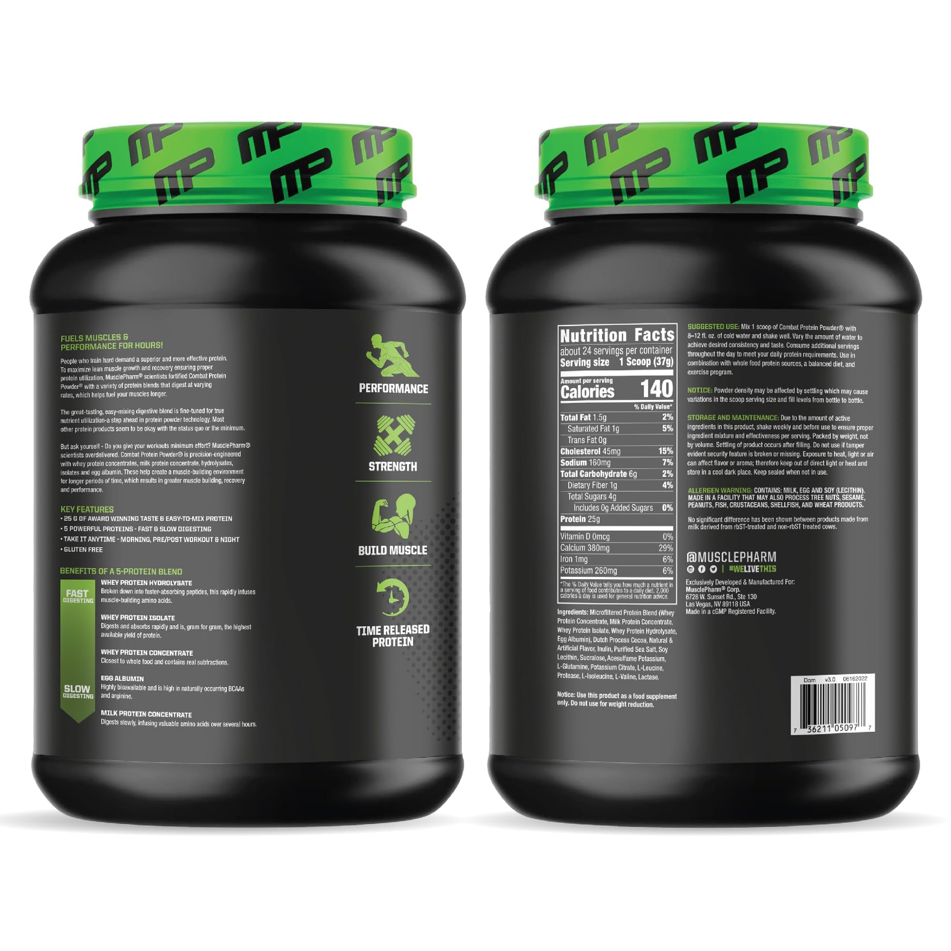 Muscle Pharm Combat Protein Powder, Fuels Muscles for Productive Workouts, 5 Protein - AB Mystery