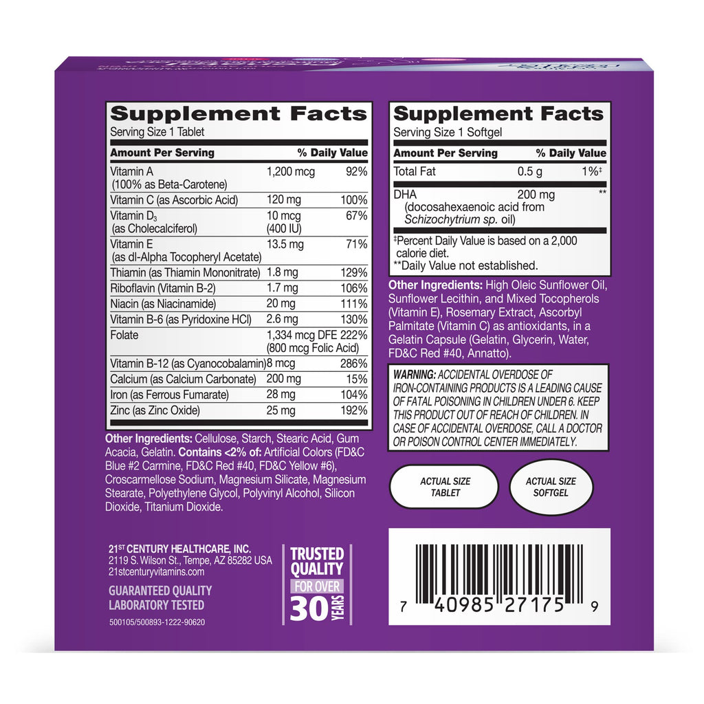 21st Century Prenatal with DHA, Tablets and Softgels, 120 Count 21st Century