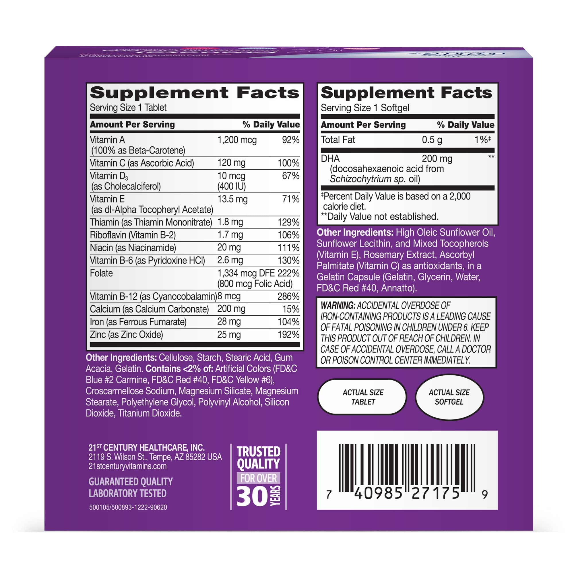 21st Century Prenatal with DHA, Tablets and Softgels, 120 Count 21st Century