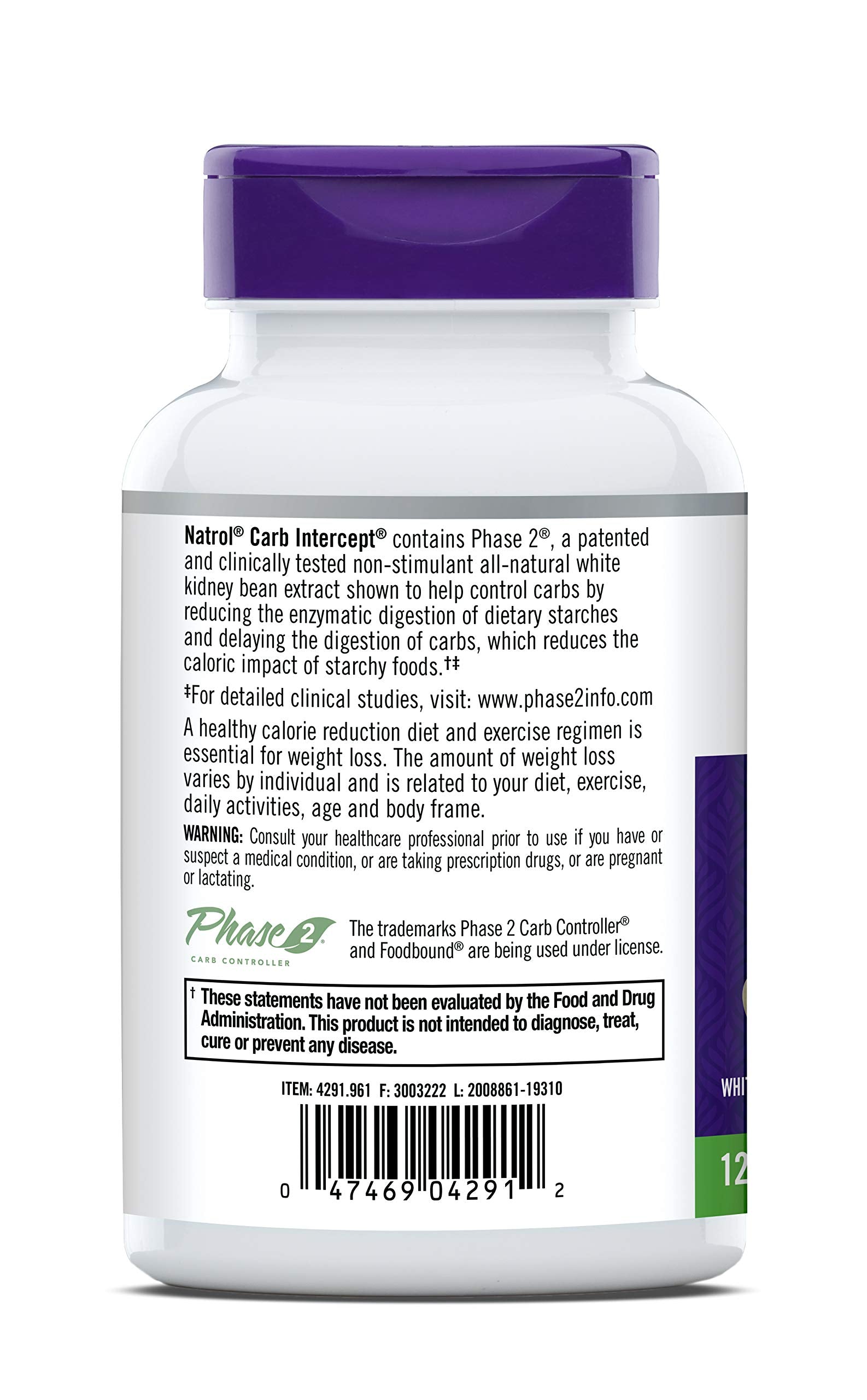 Natrol Carb Intercept Capsules with White Kidney Bean Extract - Controls Carbs, Metabolize - AB Mystery