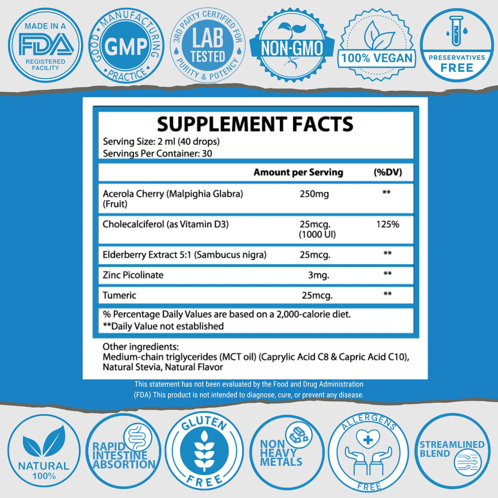 1Q Immune – Liquid Immune Support Supplement for Kids | Elderberry Extract, Turmeric & Acerola Cherry - AB Mystery