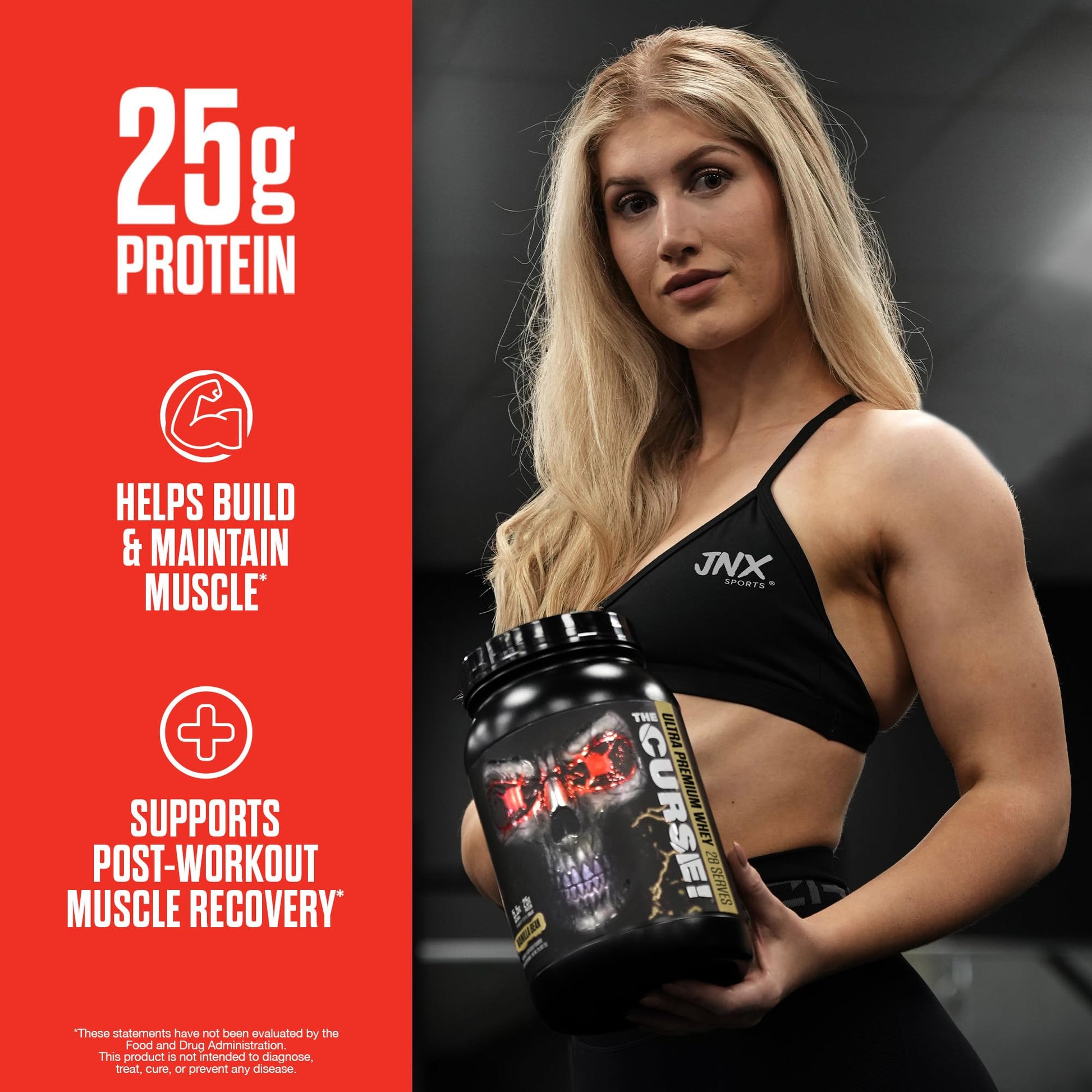 JNX SPORTS The Curse! Ultra Premium Whey Protein Powder Vanilla Bean 2lb | 25g Protein - AB Mystery
