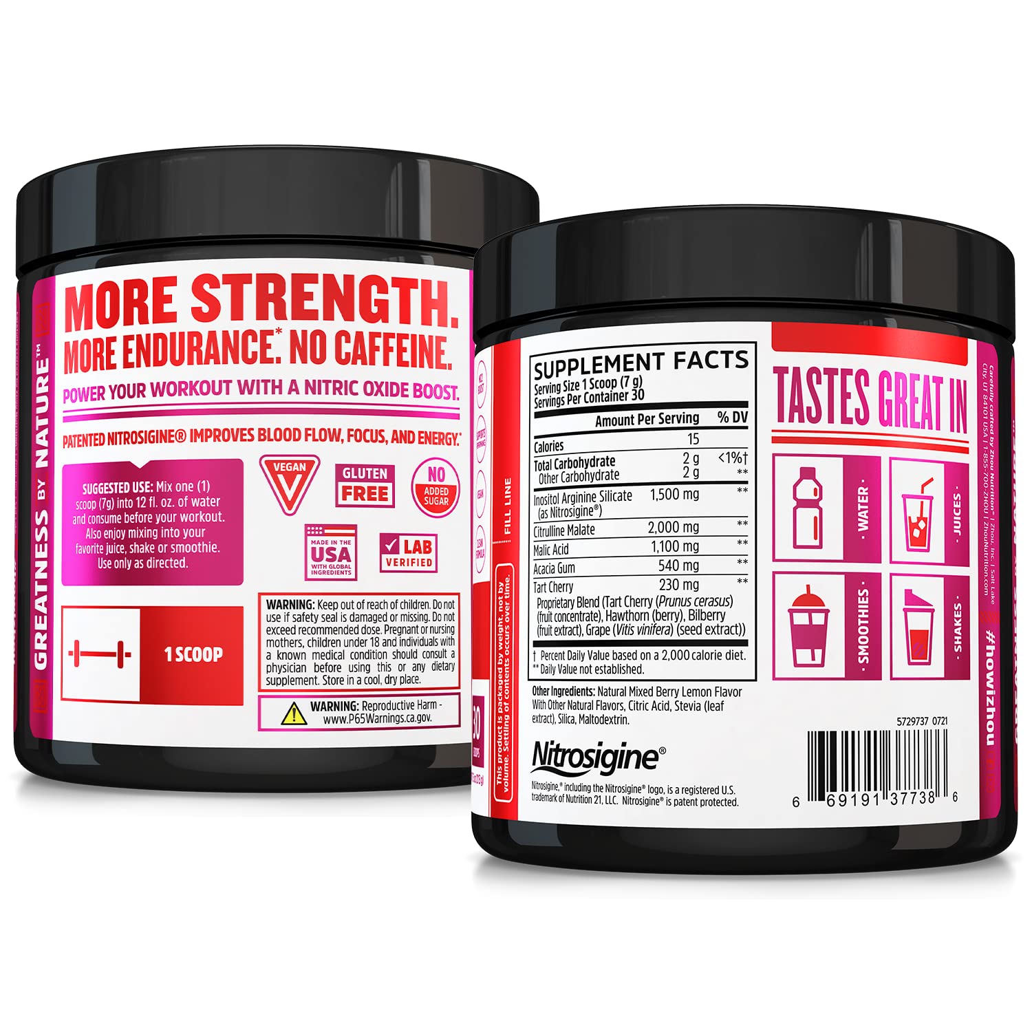 Zhou Nutrition Lite Up, Non-Stimulant Pre Workout Powder, Caffeine Free Nitric Oxide - AB Mystery