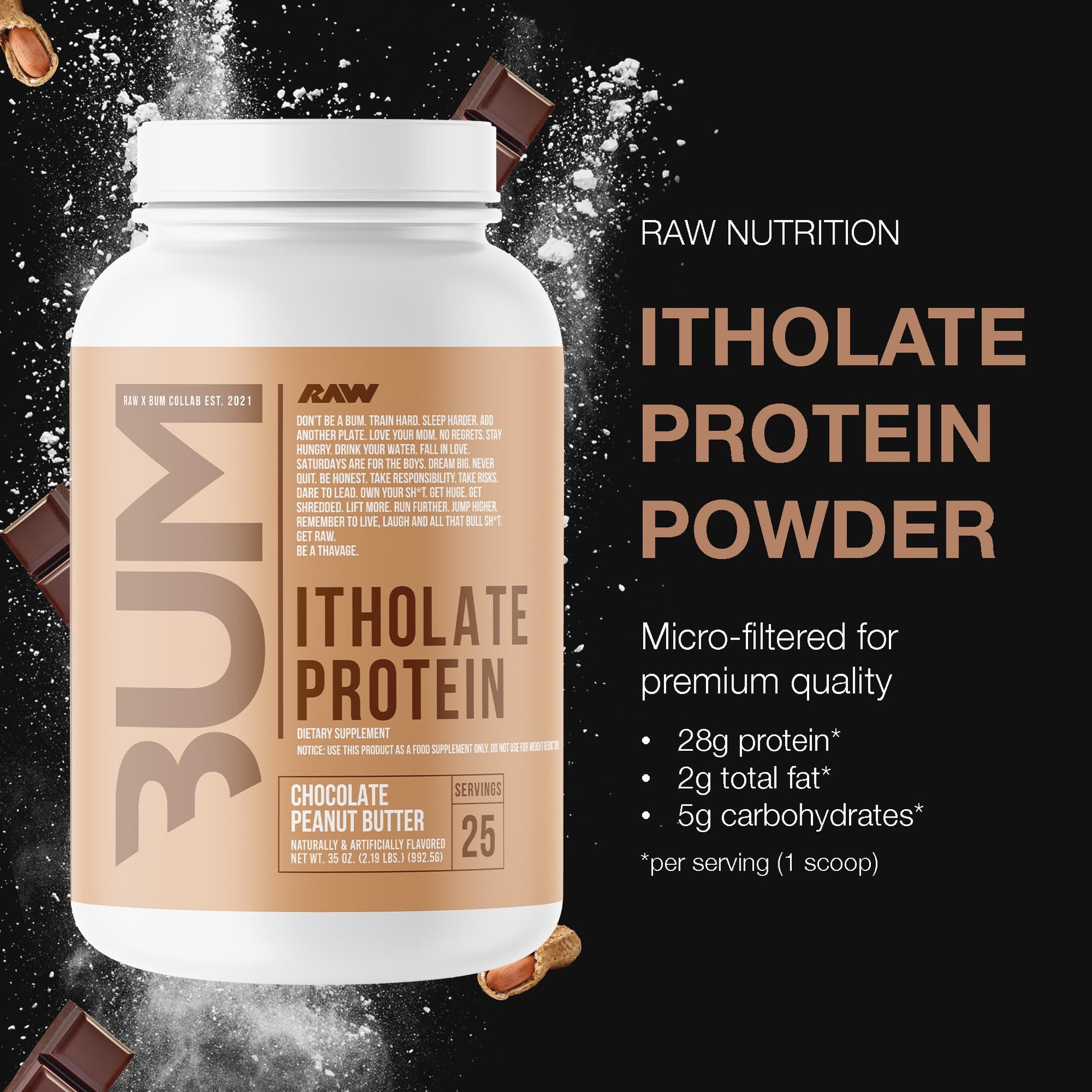 RAW Whey Isolate Protein Powder, Chocolate Peanut Butter (CBUM Itholate) - 100% Grass - AB Mystery