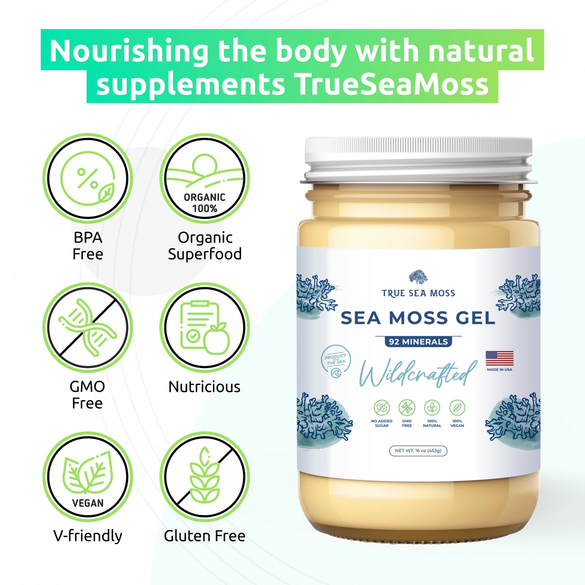 TrueSeaMoss Wildcrafted Irish Sea Moss Gel – Nutritious Raw Seamoss Rich in Minerals - AB Mystery