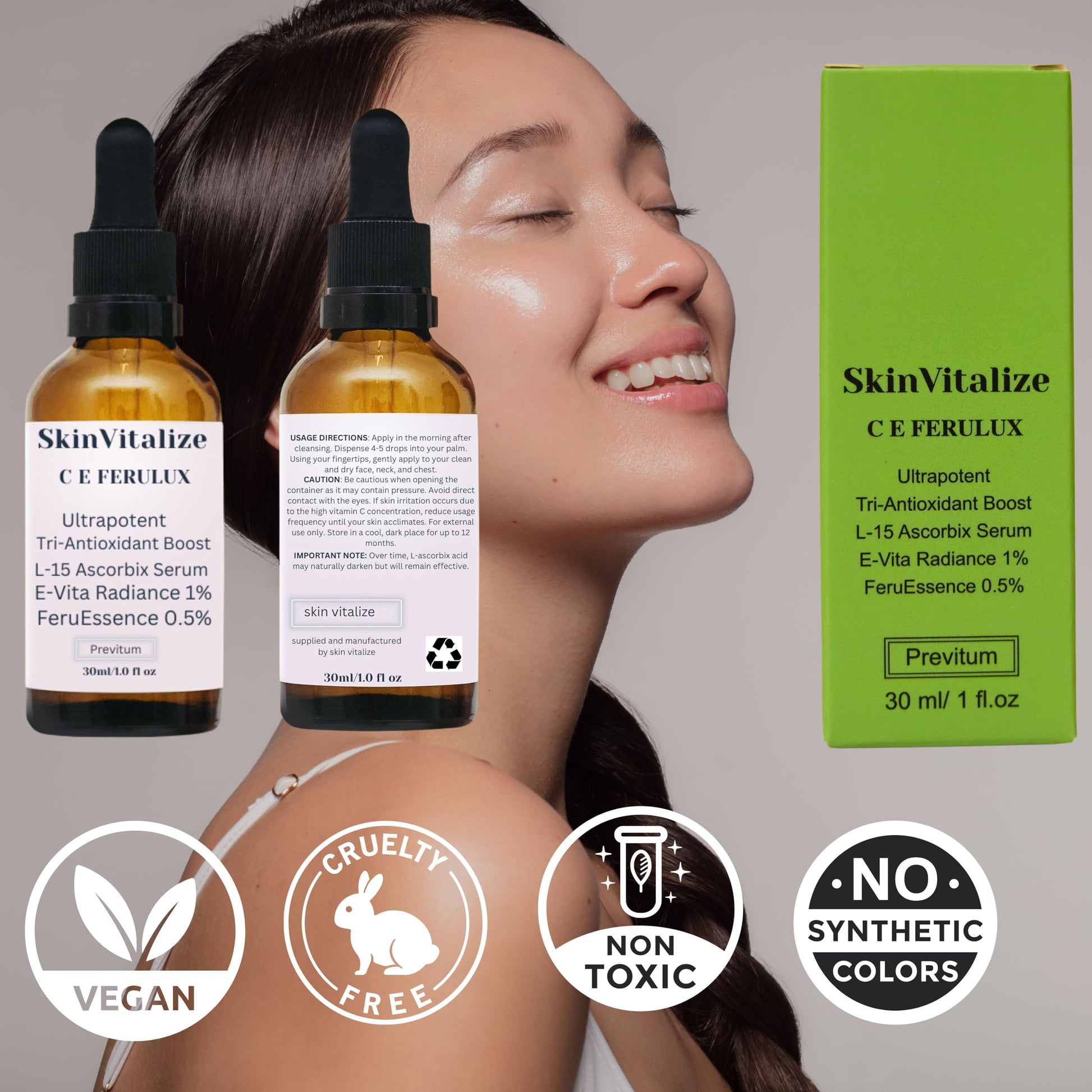 SkinVitalize C E ferulux Vitamin C Serum - 30ml: Advanced Formula for Fighting with Wrinkles - AB Mystery