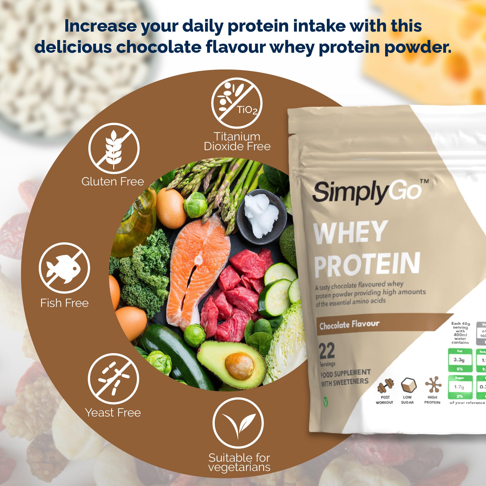 SimplyGo Whey Protein 900g Chocolate Flavour Simply Supplements